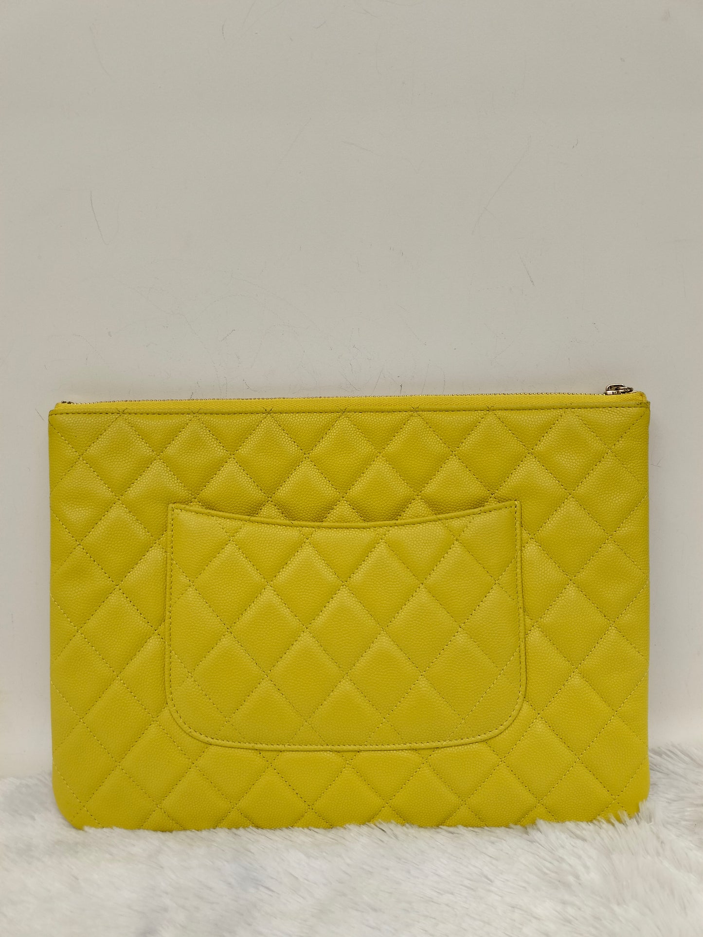Chanel O'Case Clutch Caviar Yellow LGHW (CHIP)