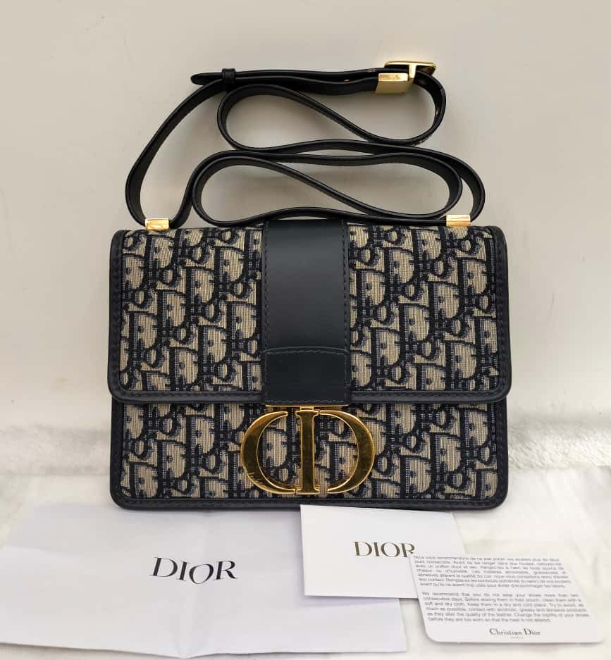 Dior Montaigne 30 Medium Oblique Navy GHW 2022