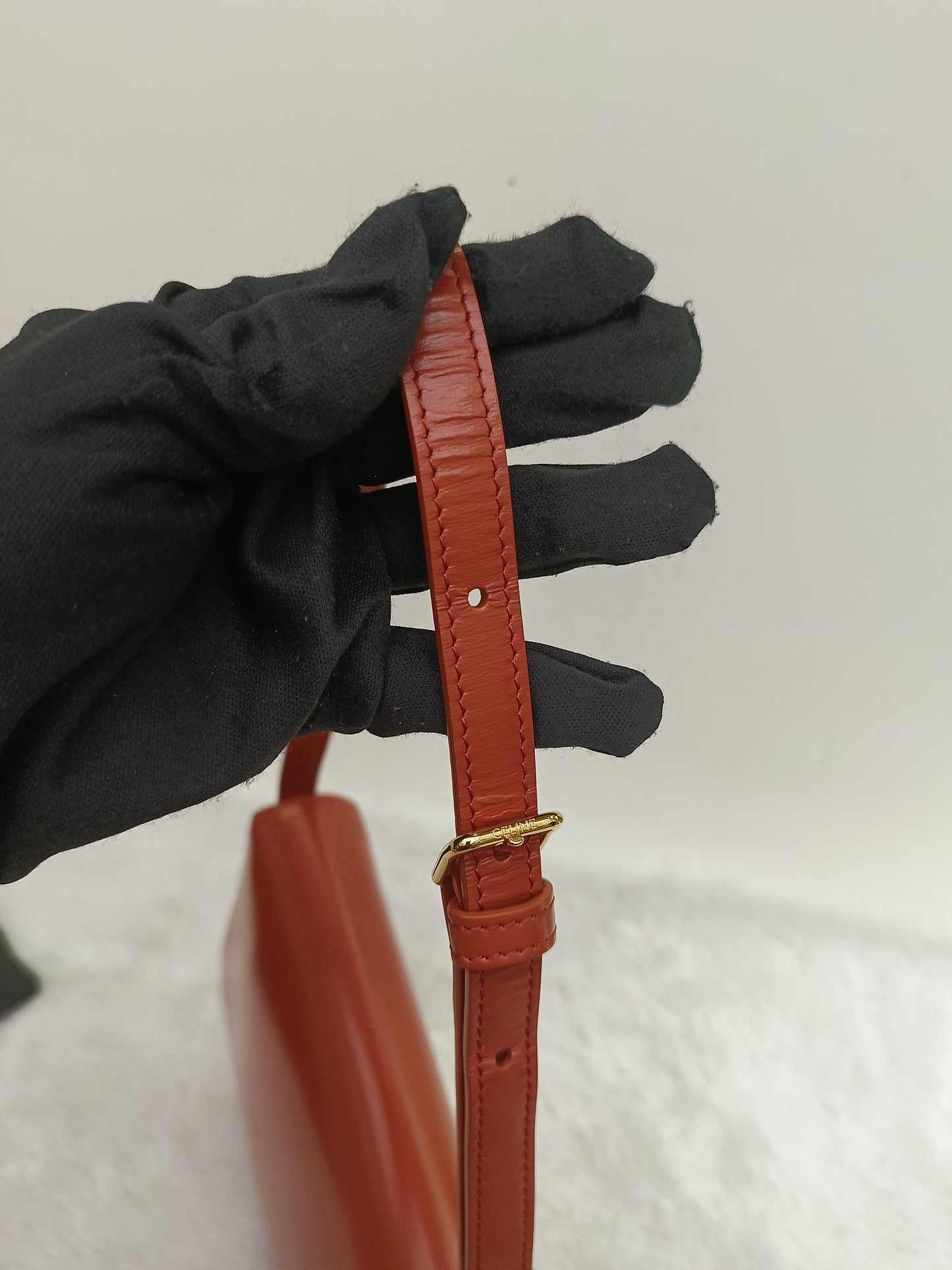 Celine Triomphe East West Calfskin Cornelian GHW 2022