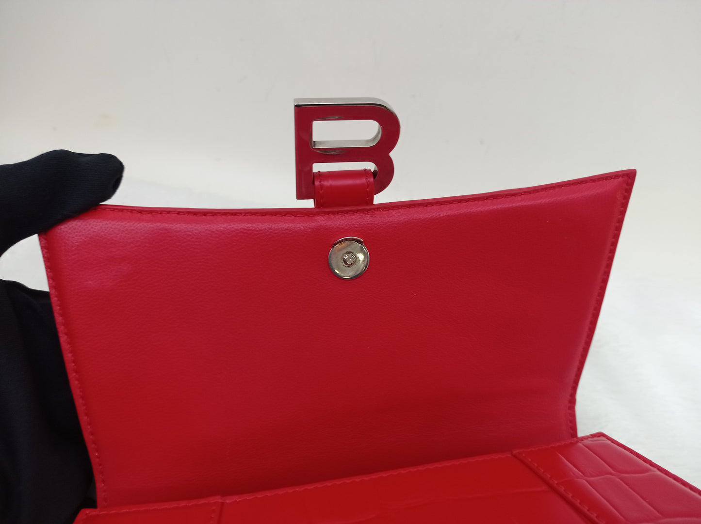 Balenciaga Hourglass Small Top Handle Croco Red SHW 2021