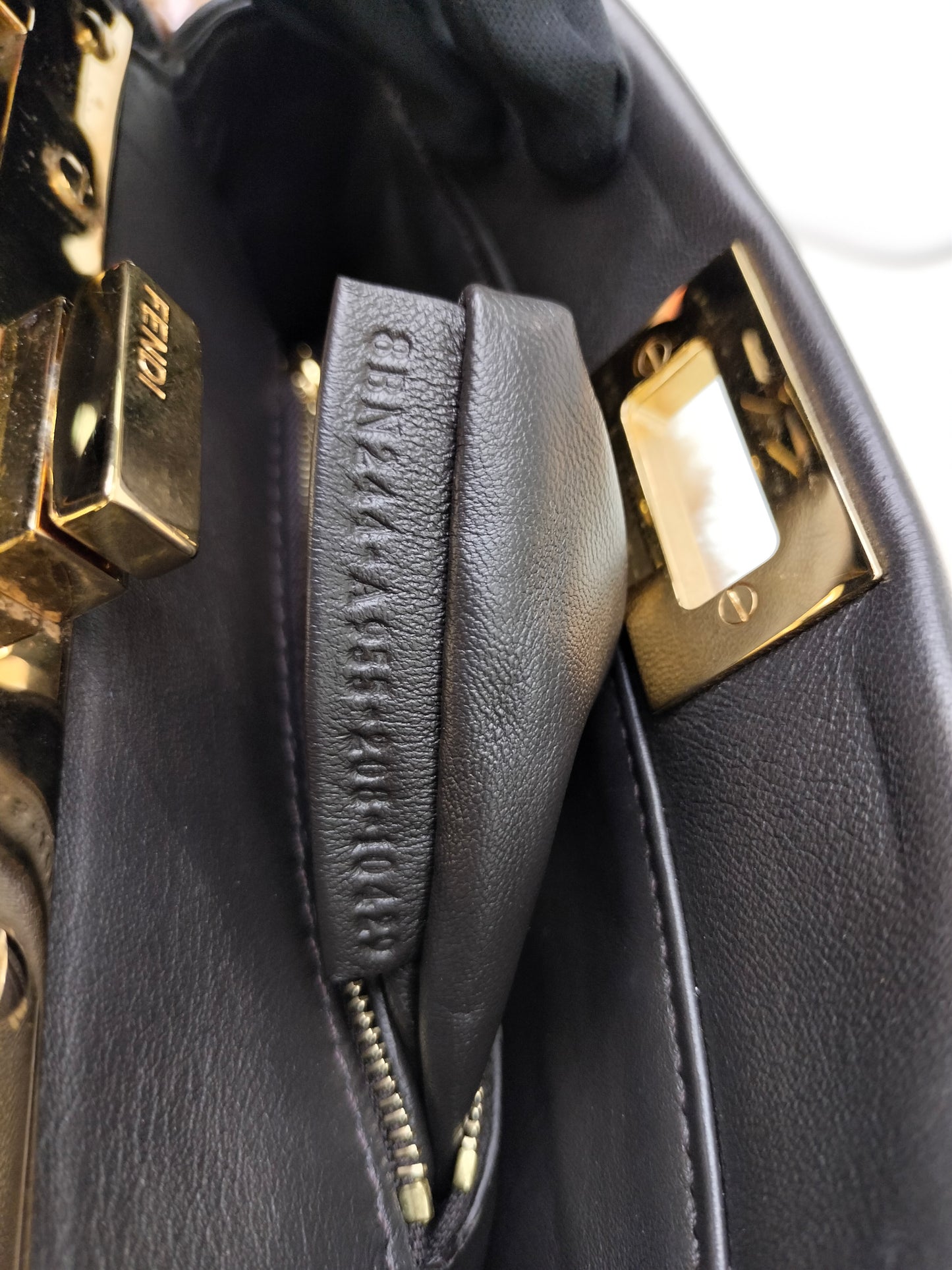 Fendi Peekaboo Mini Fur Black Brown GHW