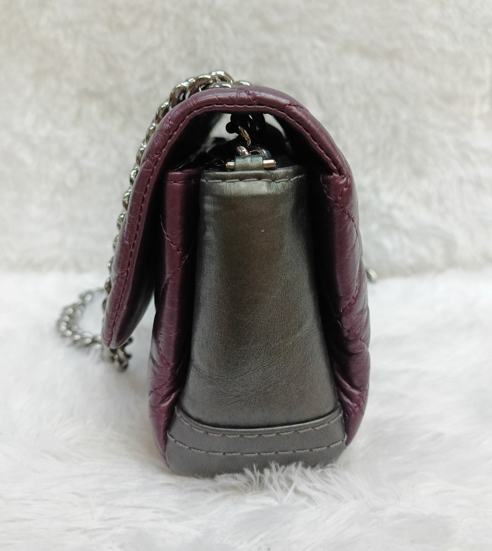 Chanel Mini Flap Lady Pearly Grey Purple SHW #17 Size 19x13x6cm