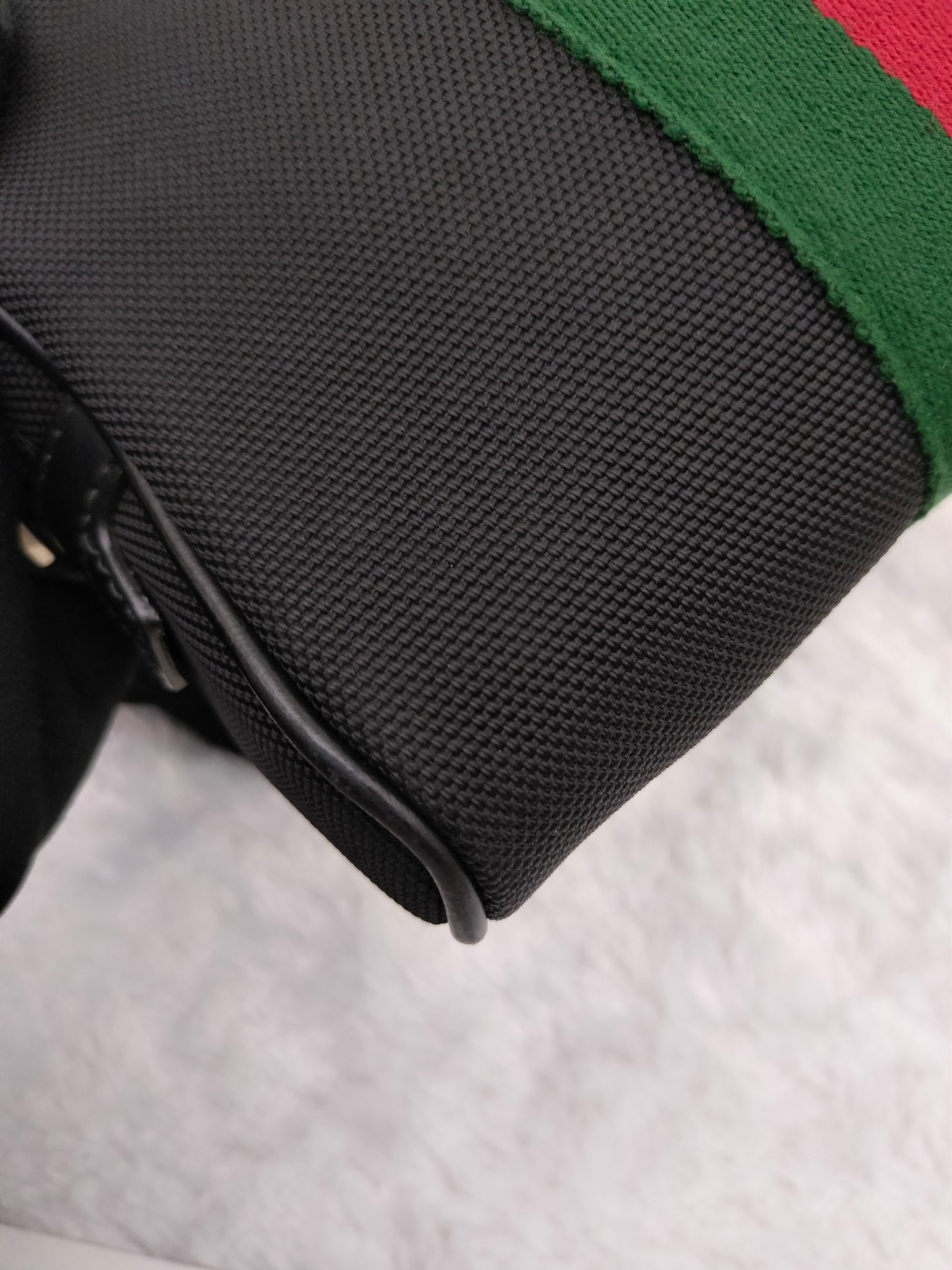 Gucci Techno Web Belt Bag Stripe Canvas Black SHW