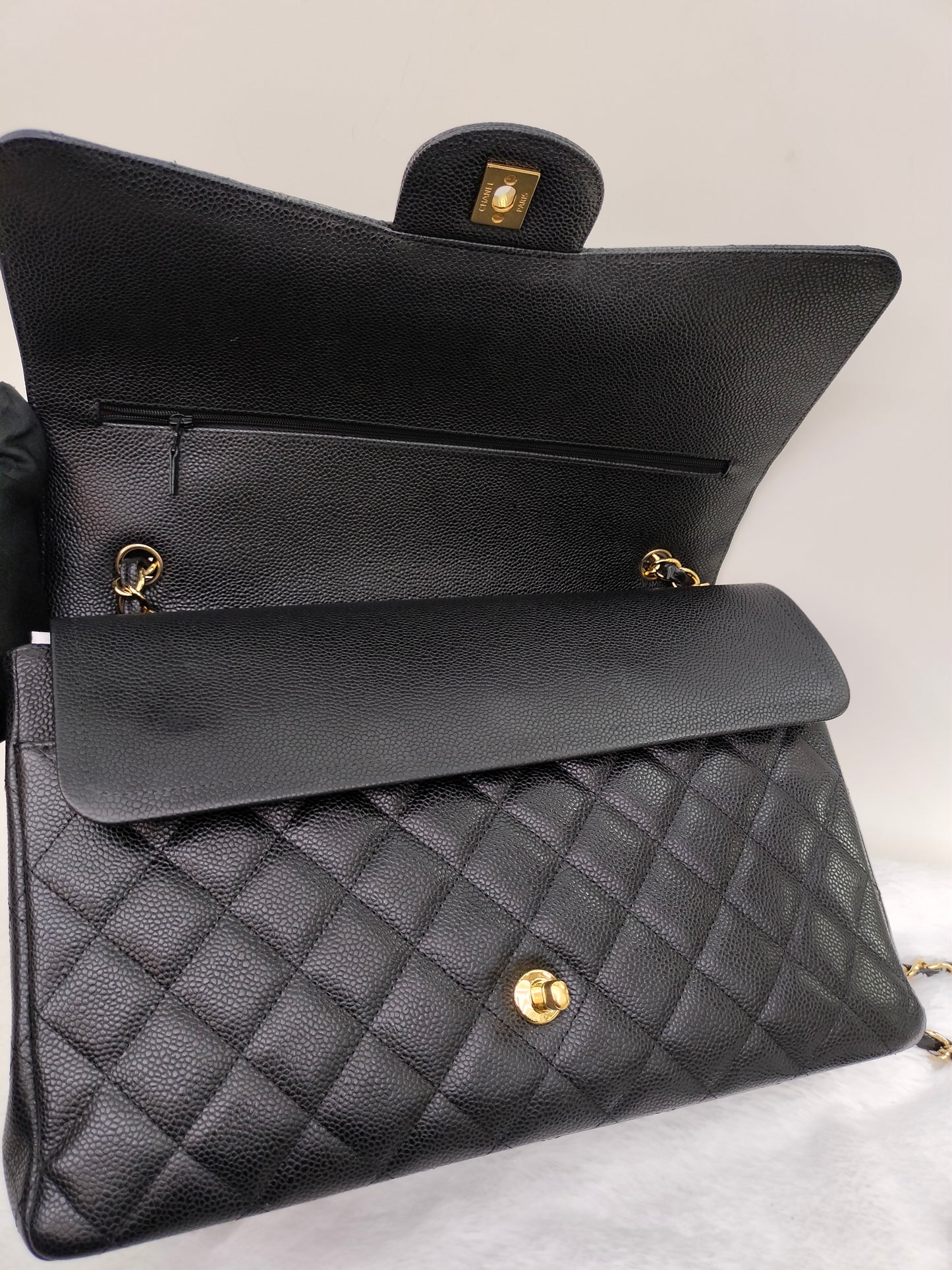 Chanel Maxi Caviar Black GHW DF #20