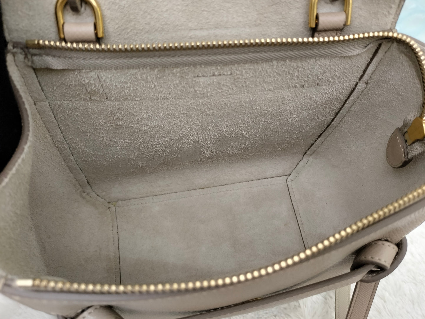 Celine Nano Belt Grained Light Taupe GHW 2019