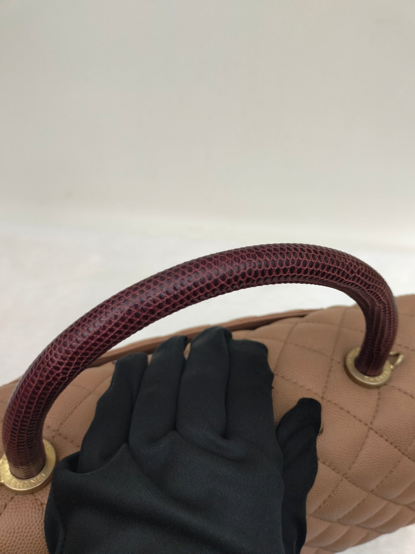 Chanel Coco Handle Large Caramel Handle Lizard GHW #24