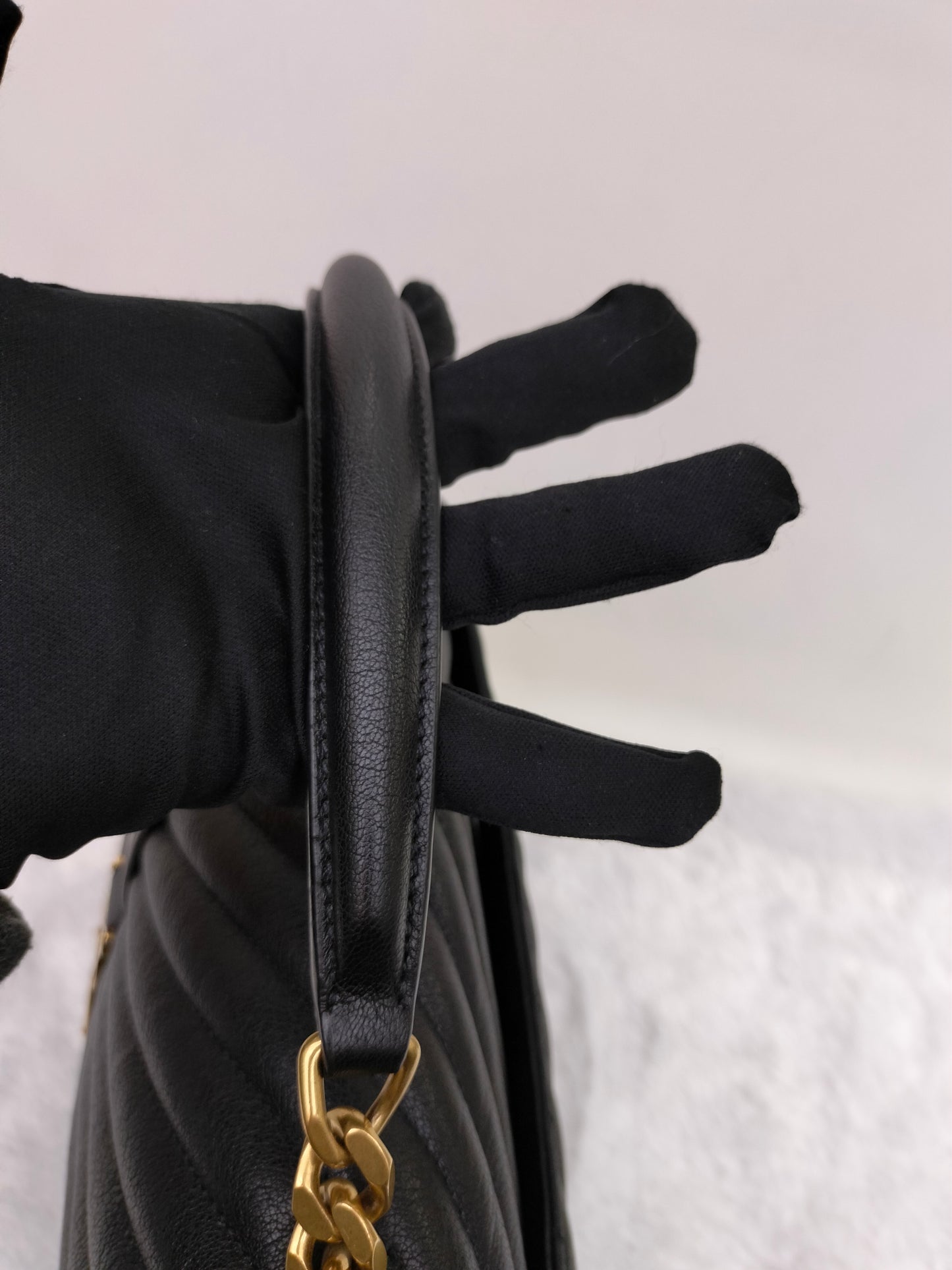 YsL College Large Chevron Black GHW 2020