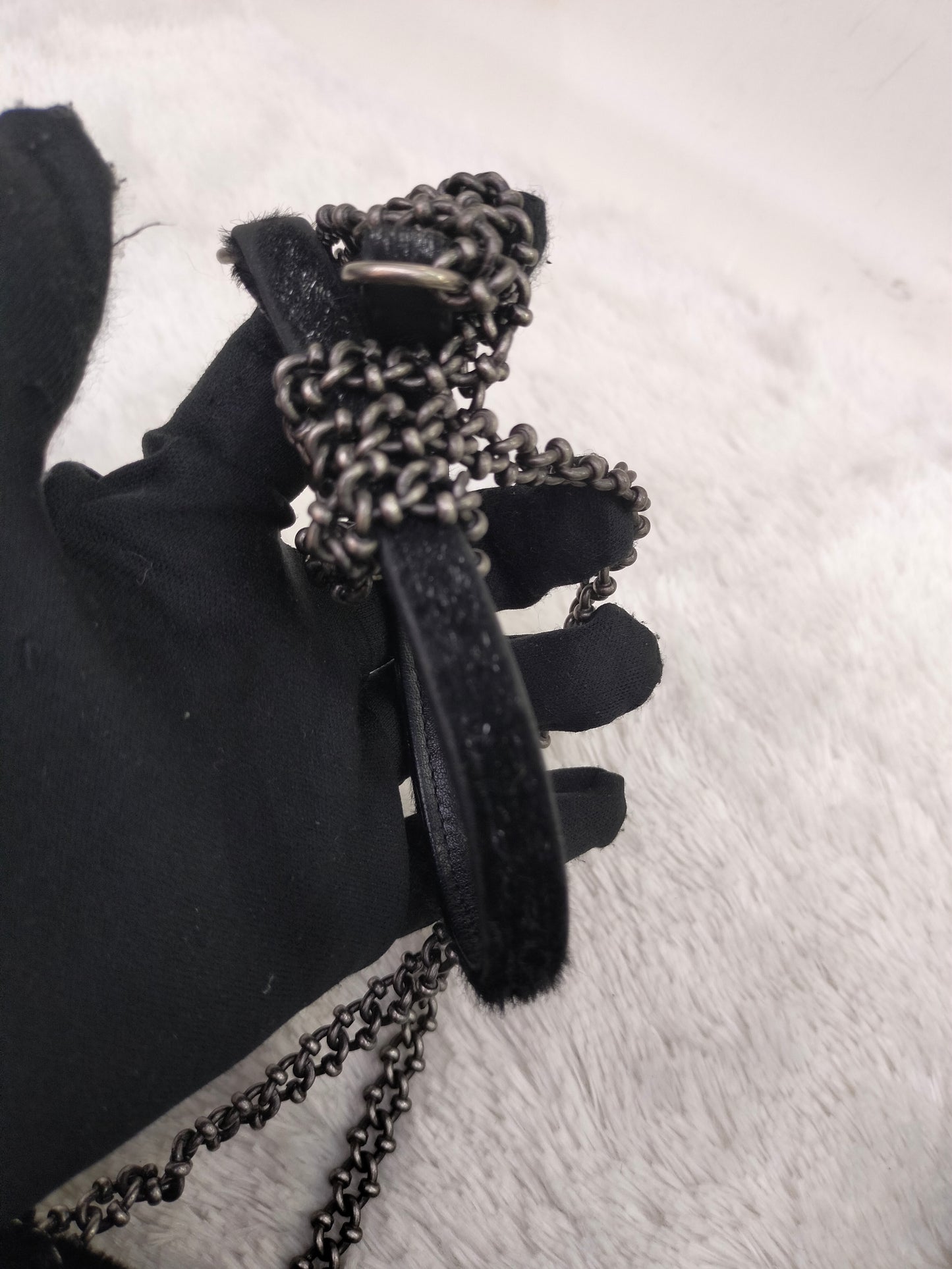 Chanel Mini Flap Calf Hair Metallic Black RHW #21