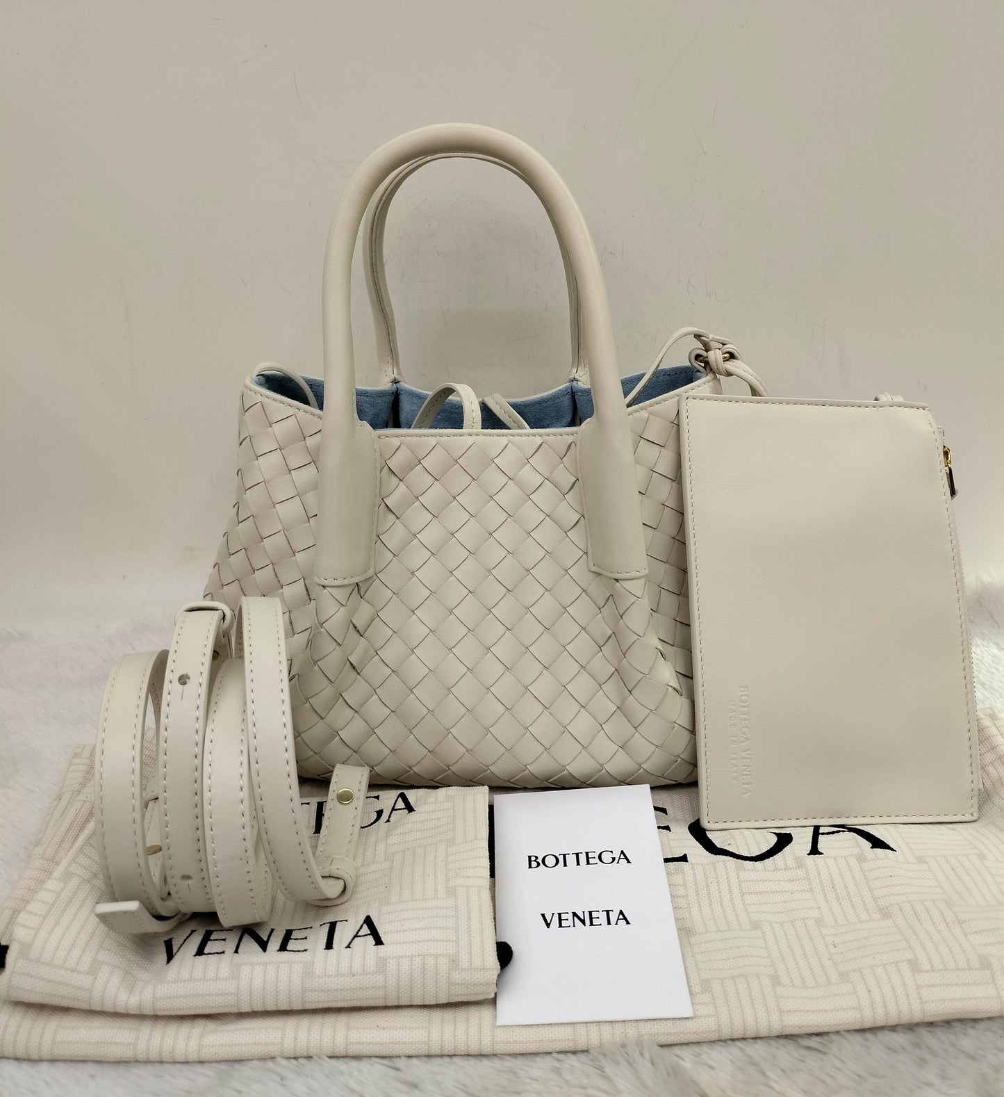 *NEW* Bottega Veneta Small Pinacoteca Tote Sea Salt Ice GHW