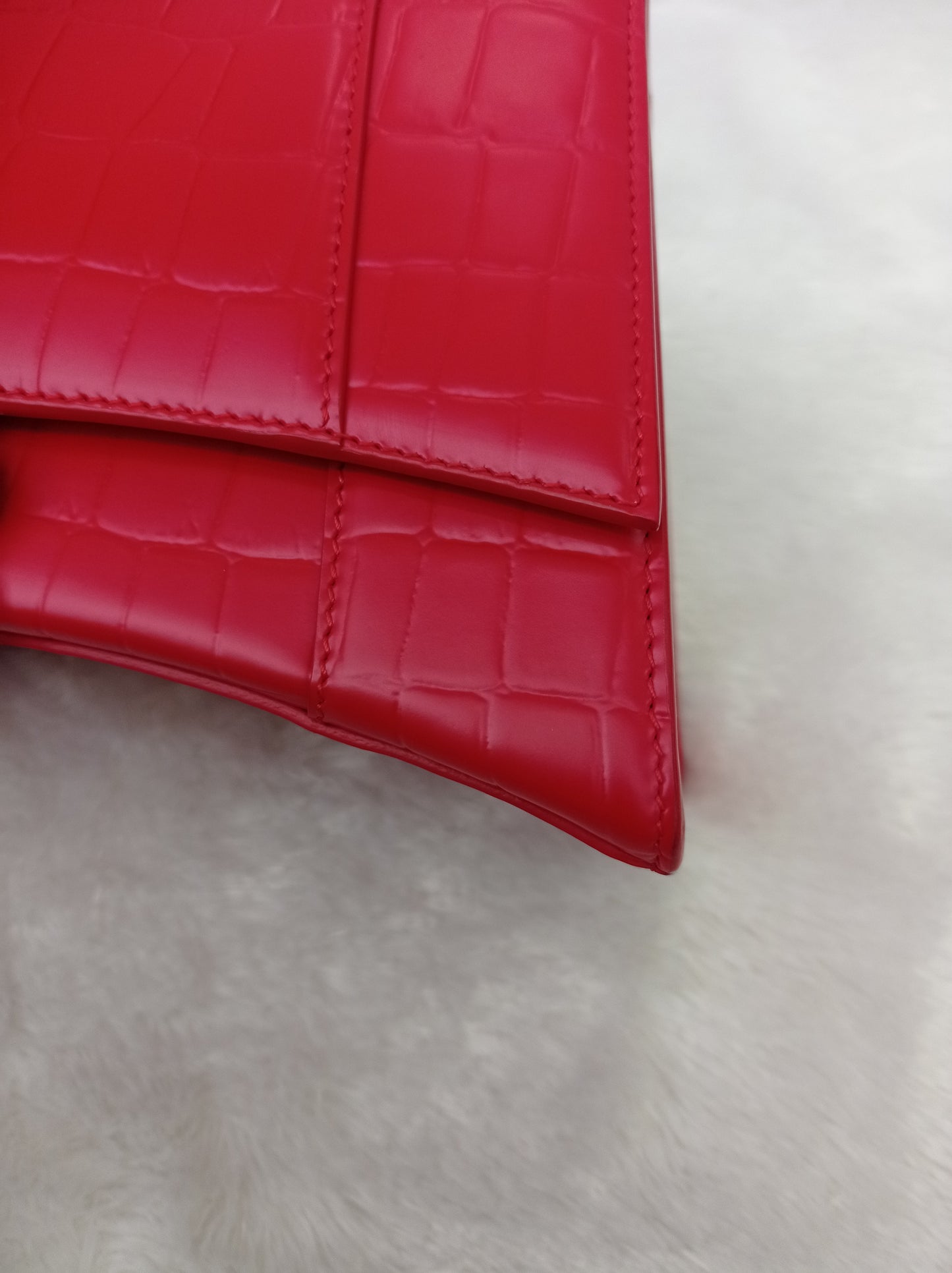 Balenciaga Hourglass Small Top Handle Croco Red SHW 2021