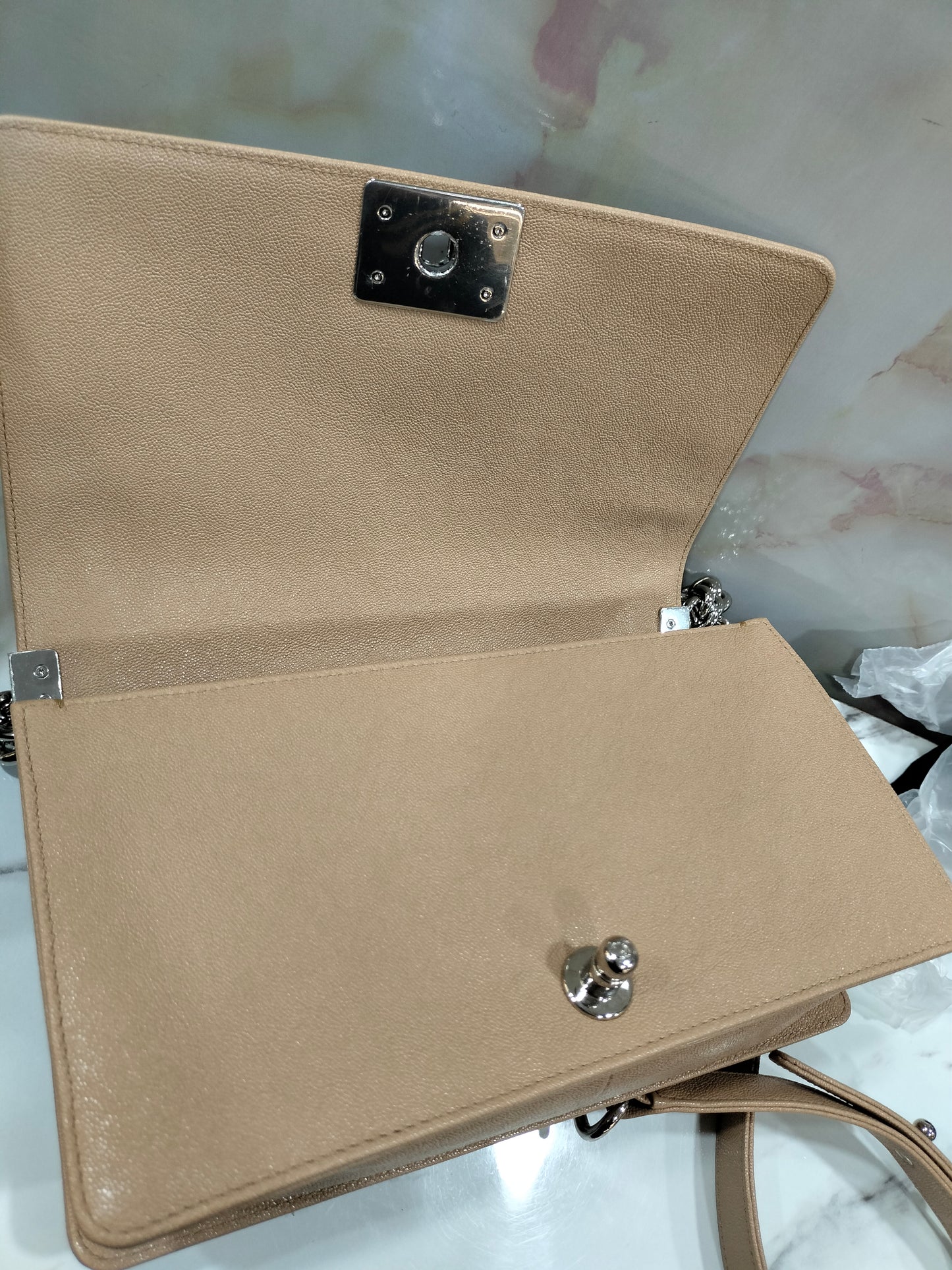 Chanel Boy 25 Caviar Beige SHW #28