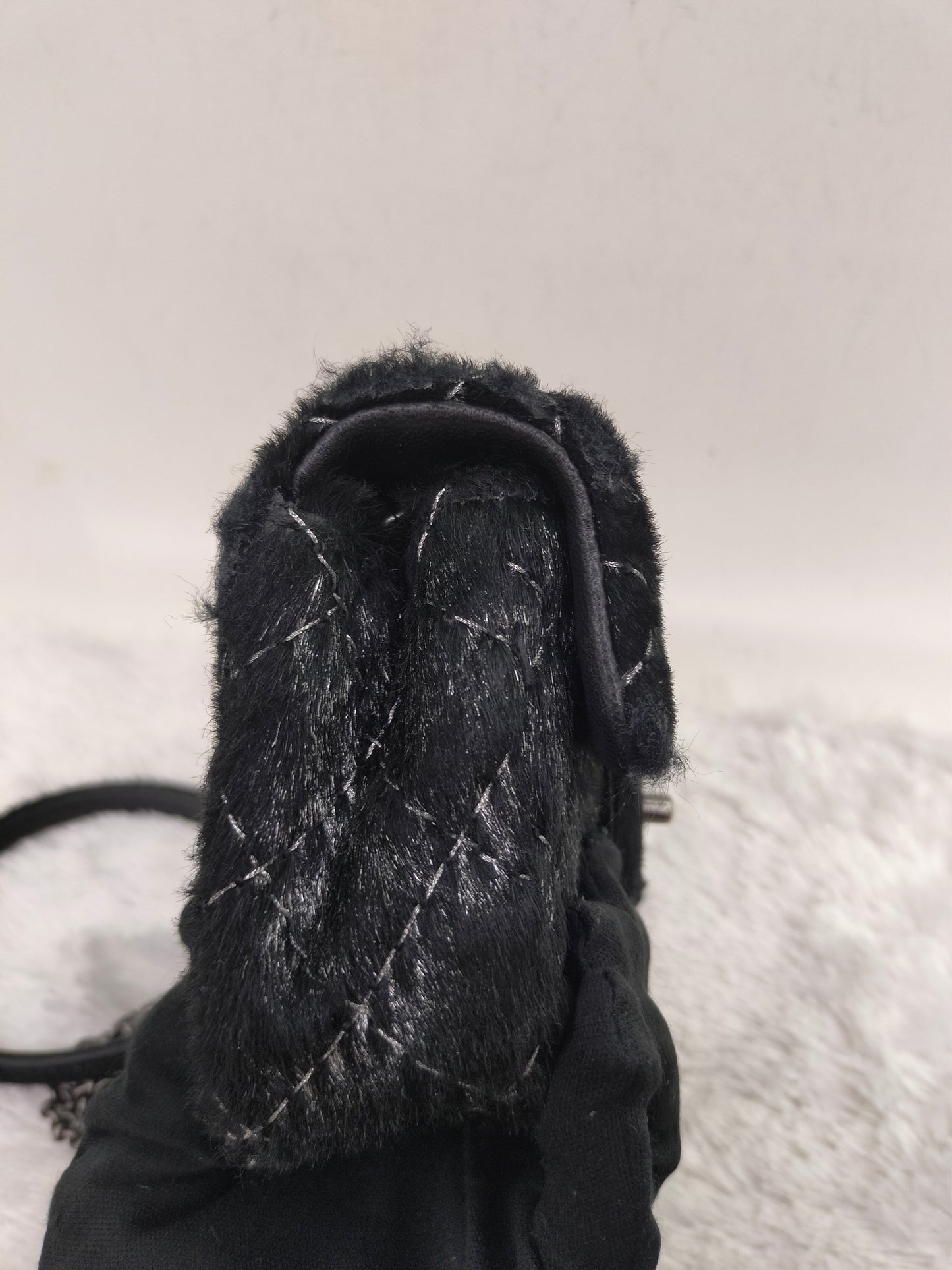 Chanel Mini Flap Calf Hair Metallic Black RHW #21