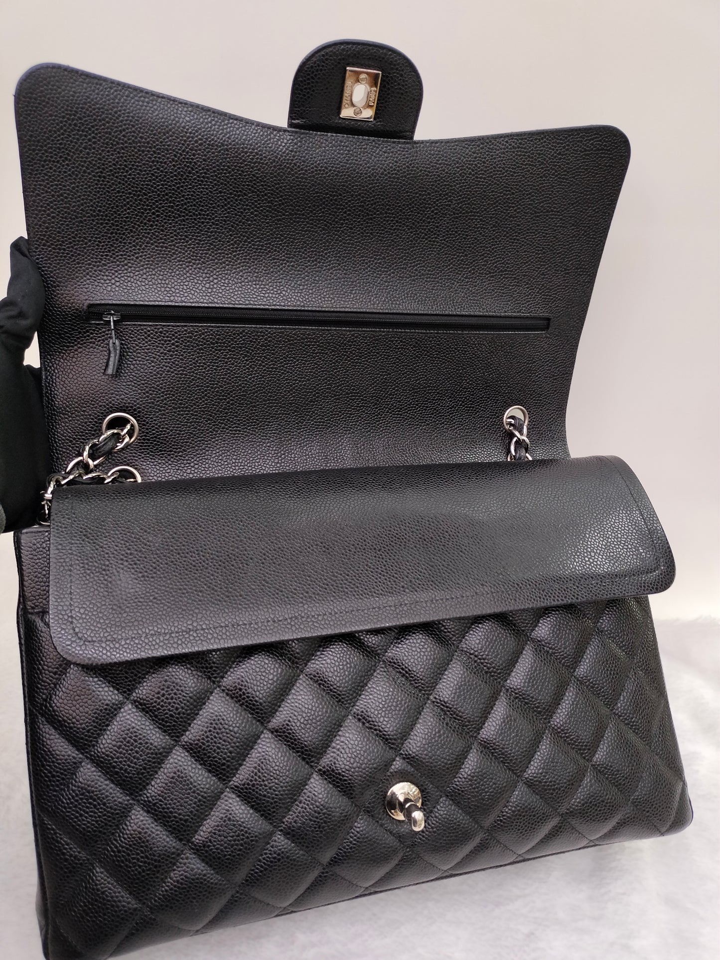 Chanel Maxi Caviar Black SHW DF #23
