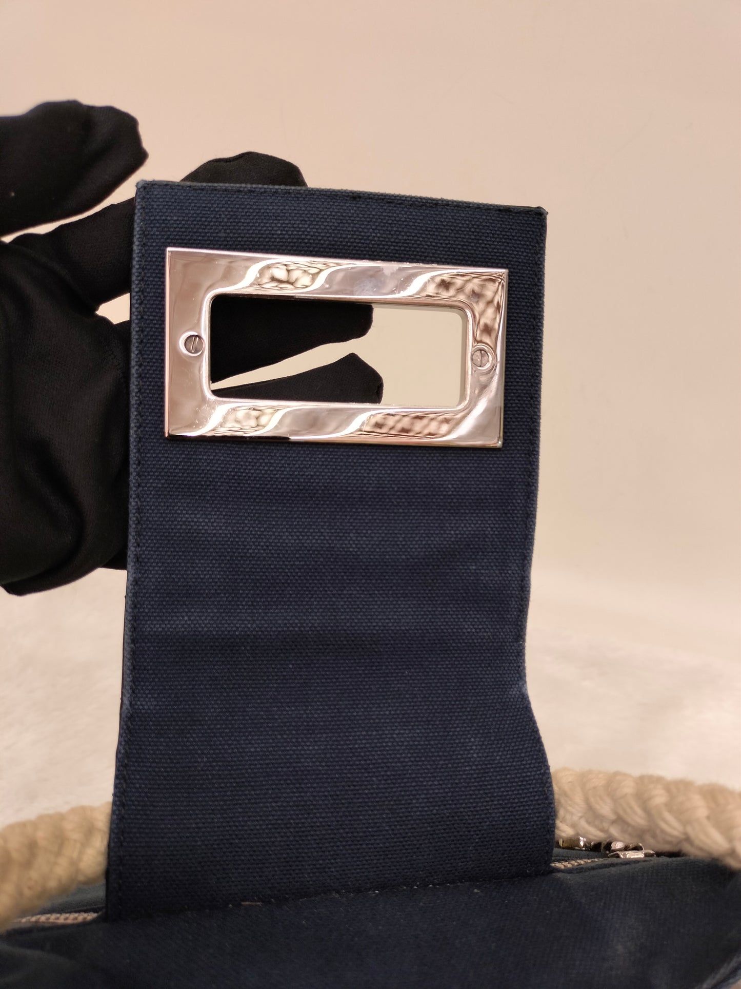 Chanel Mademoiselle Cruise Reissue Tote Canvas Blue White Black SHW #9