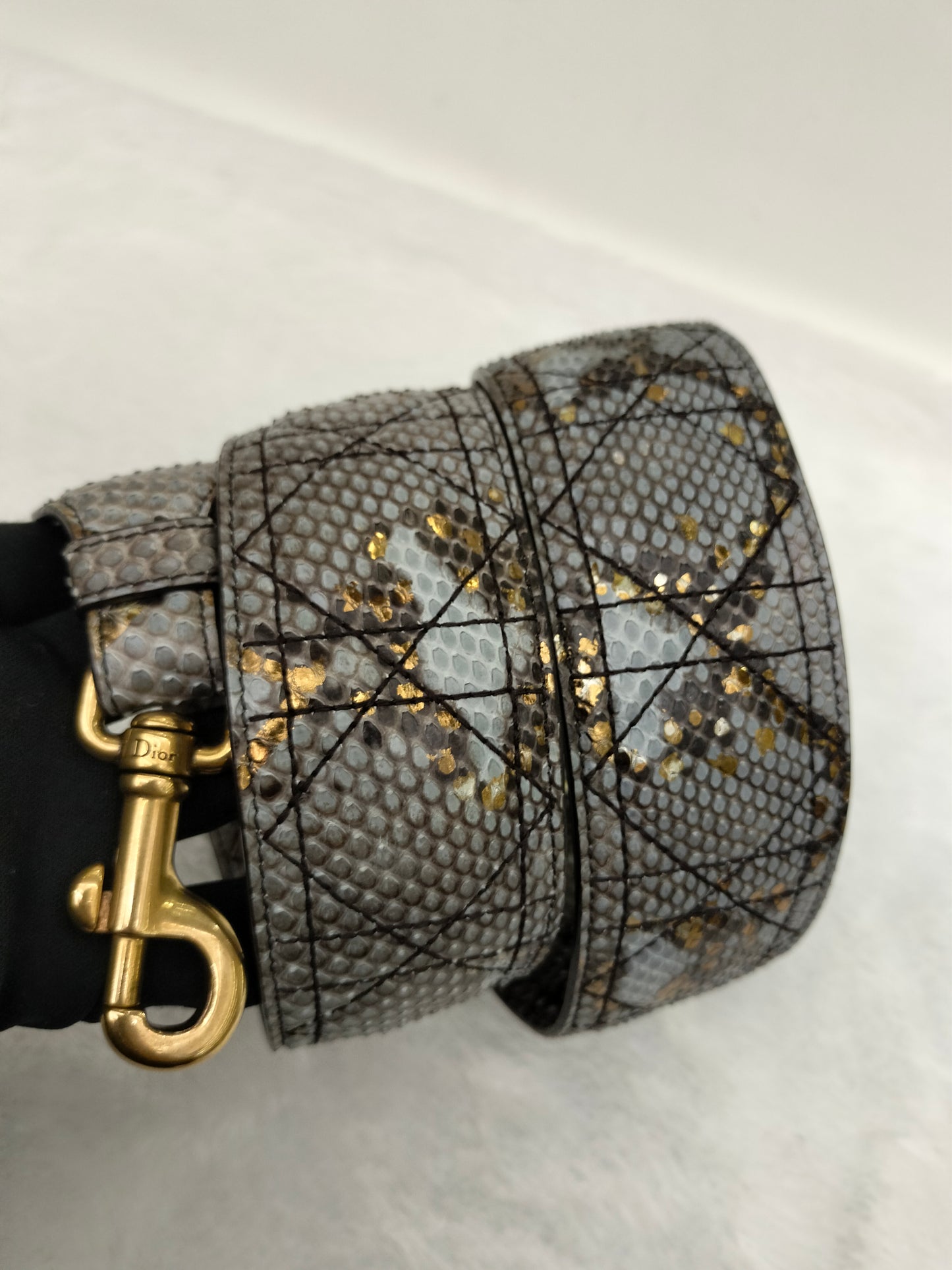 Lady Dior Mini Cannage Supple Python Gray Gold GHW 2017