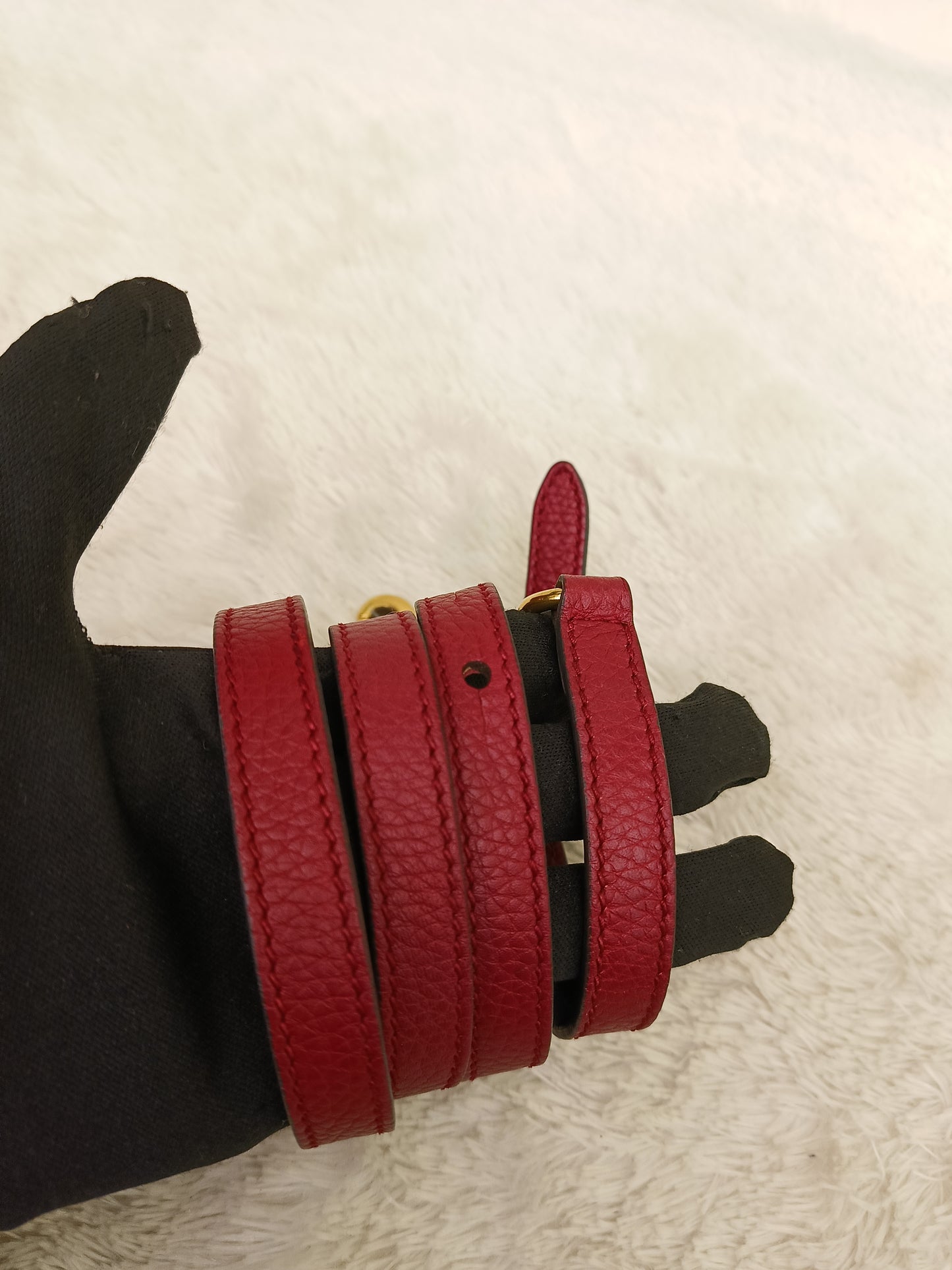 Gucci Top Handle Medium Marmont Grained Red GHW