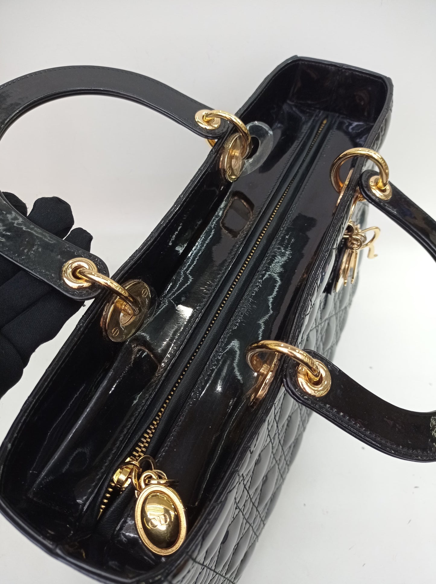 Lady Dior Large Patent Black GHW 2015