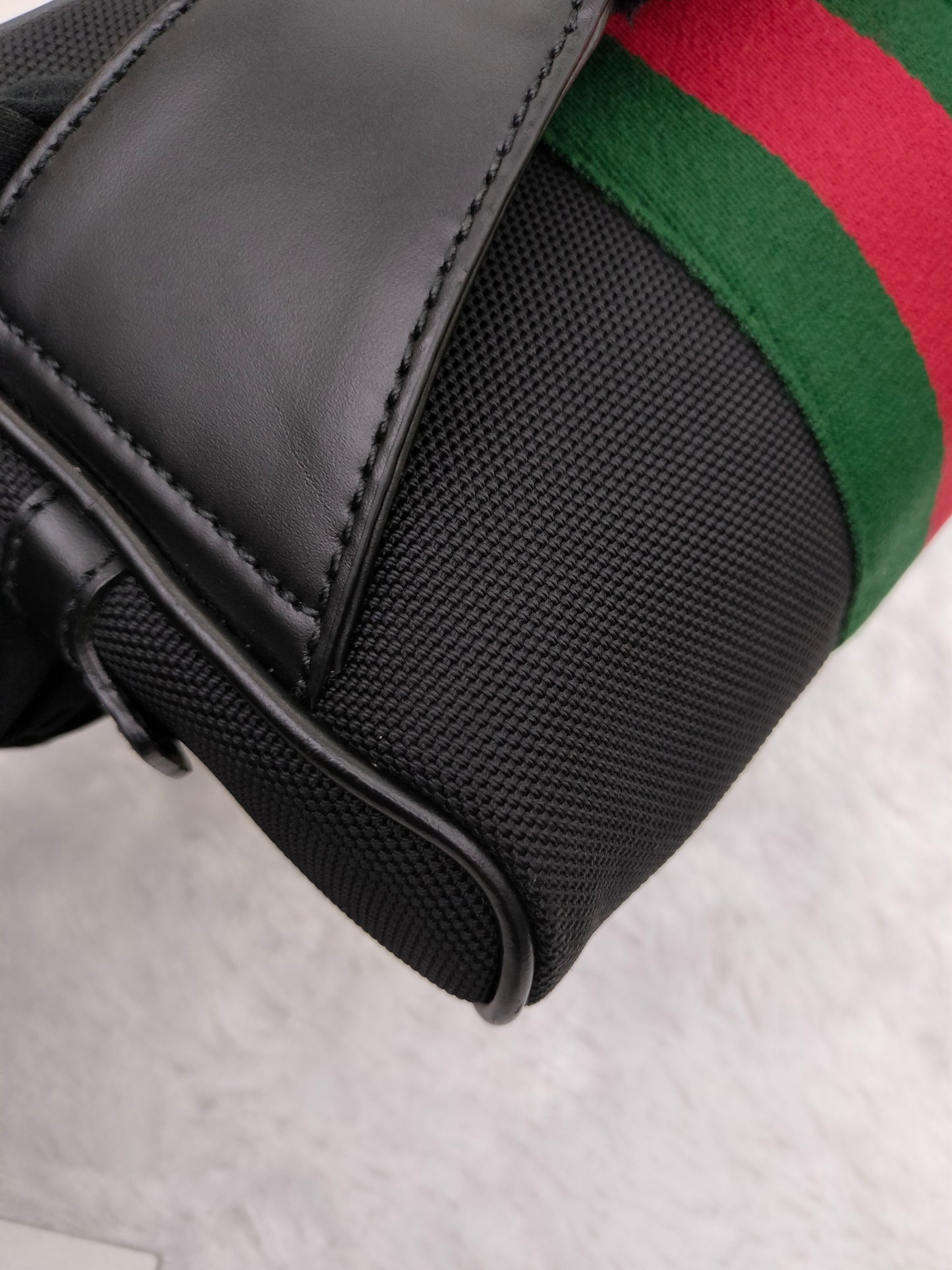 Gucci Techno Web Belt Bag Stripe Canvas Black SHW