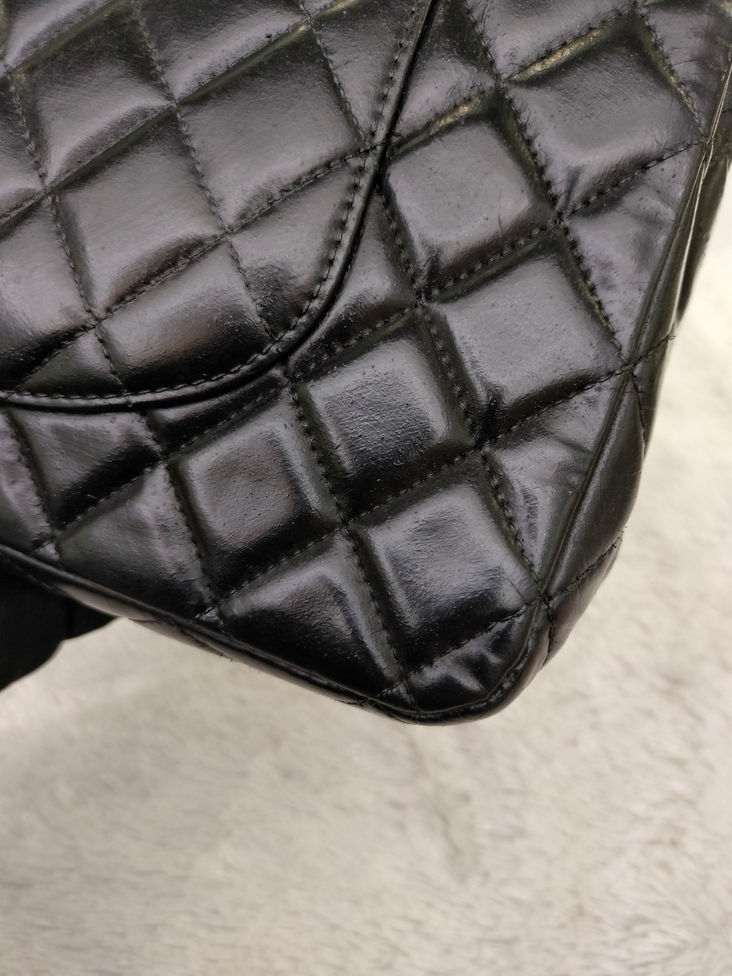 Chanel Medium Patent Black Green SHW DF #15