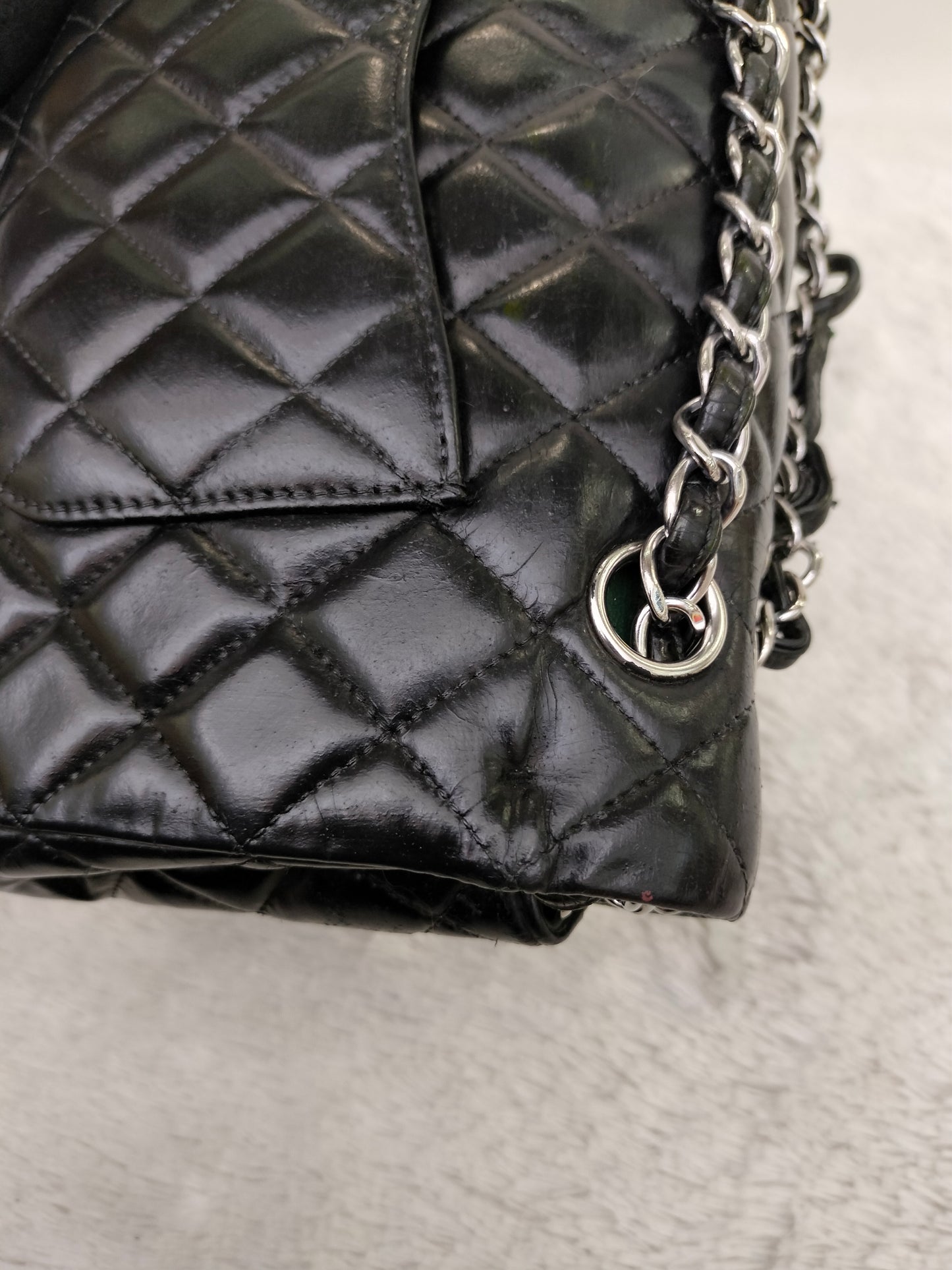 Chanel Medium Patent Black Green SHW DF #15