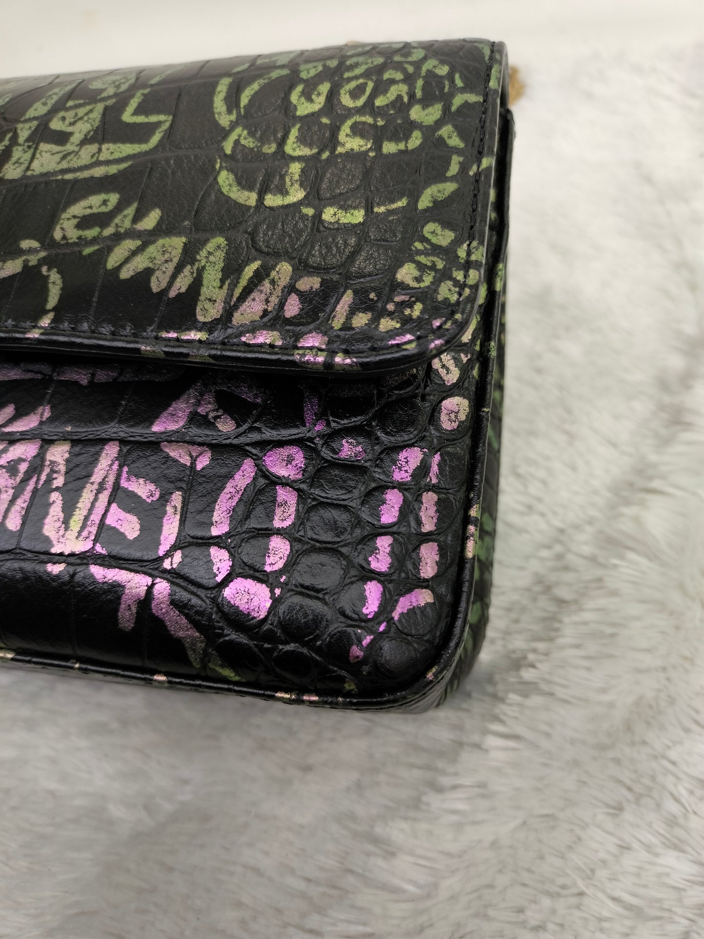 Chanel Reissue Medium Croco Graffity Black GHW DF #28
