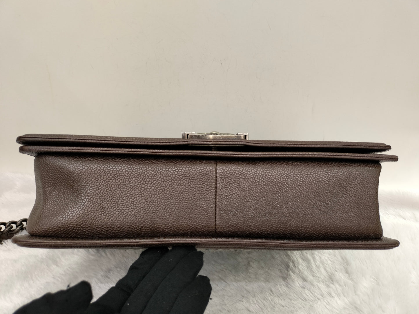 Chanel Boy Large Tweed Calfskin Brown RHW #18