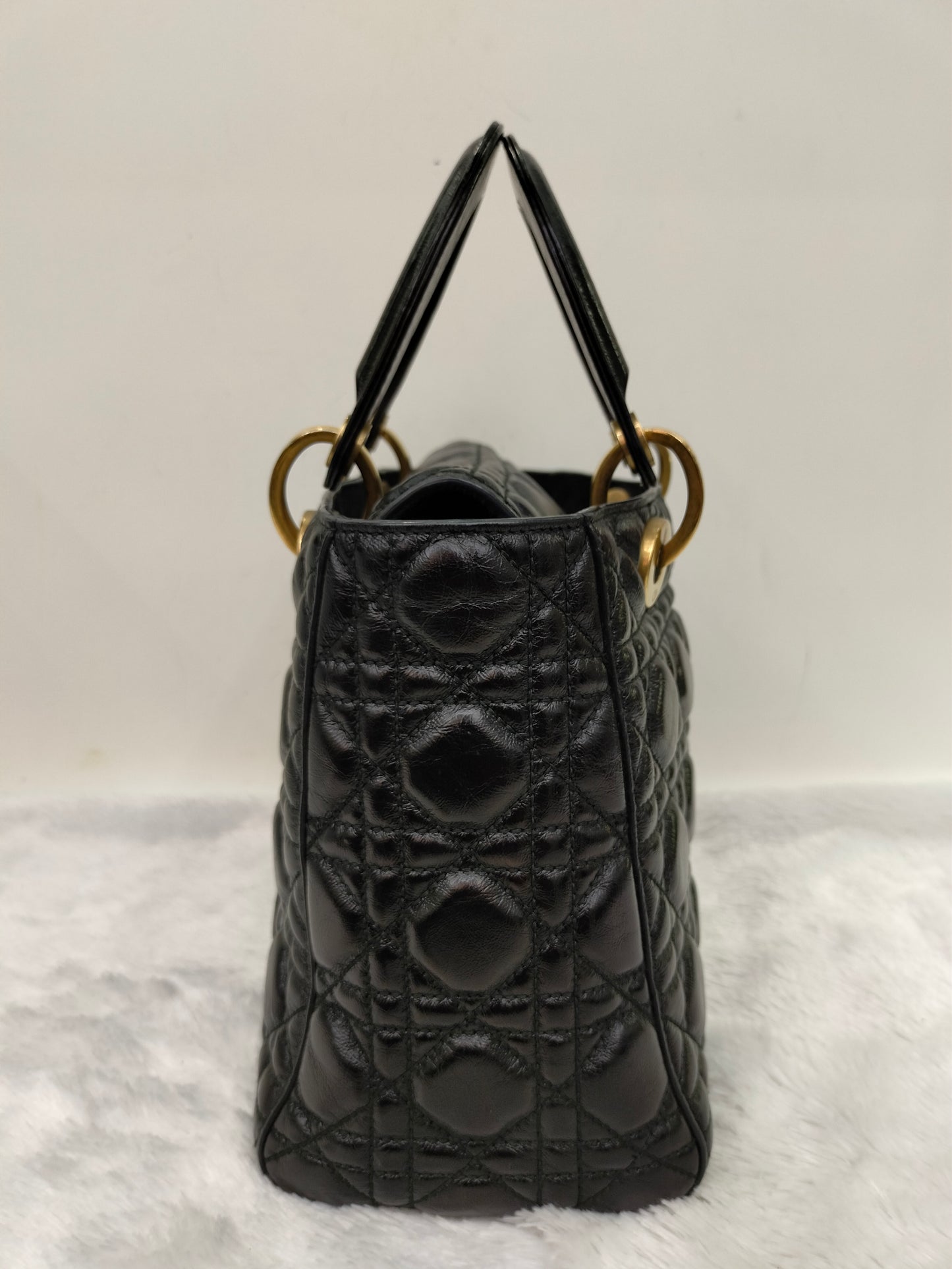 Lady Dior Medium Calfskin Cannage Black GHW 2018