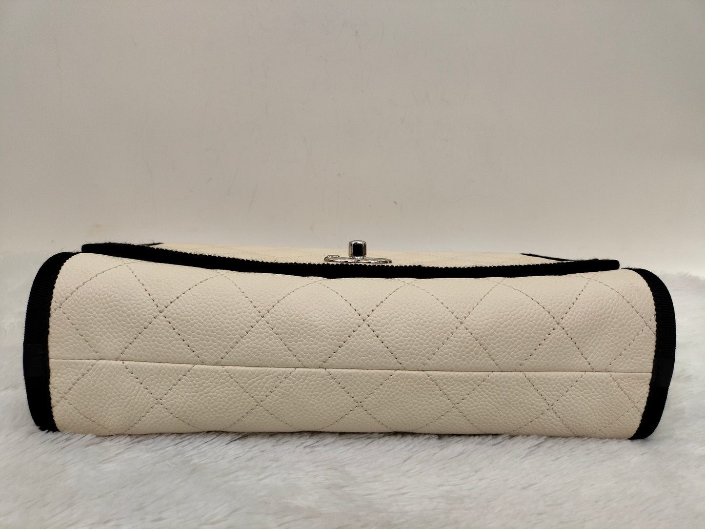 Chanel Flap Caviar White Black SHW #25