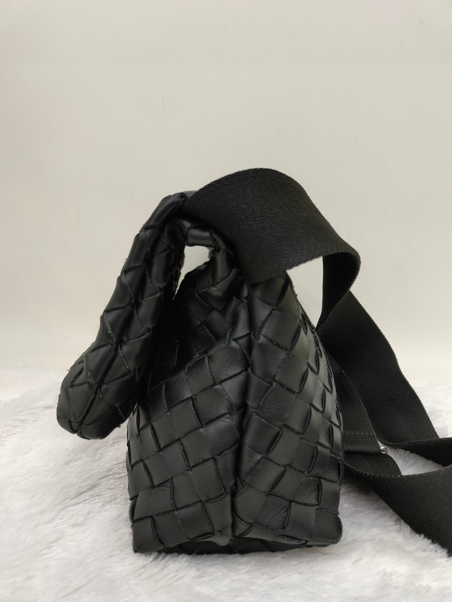 Bottega Veneta Fold Over Flap Black SHW