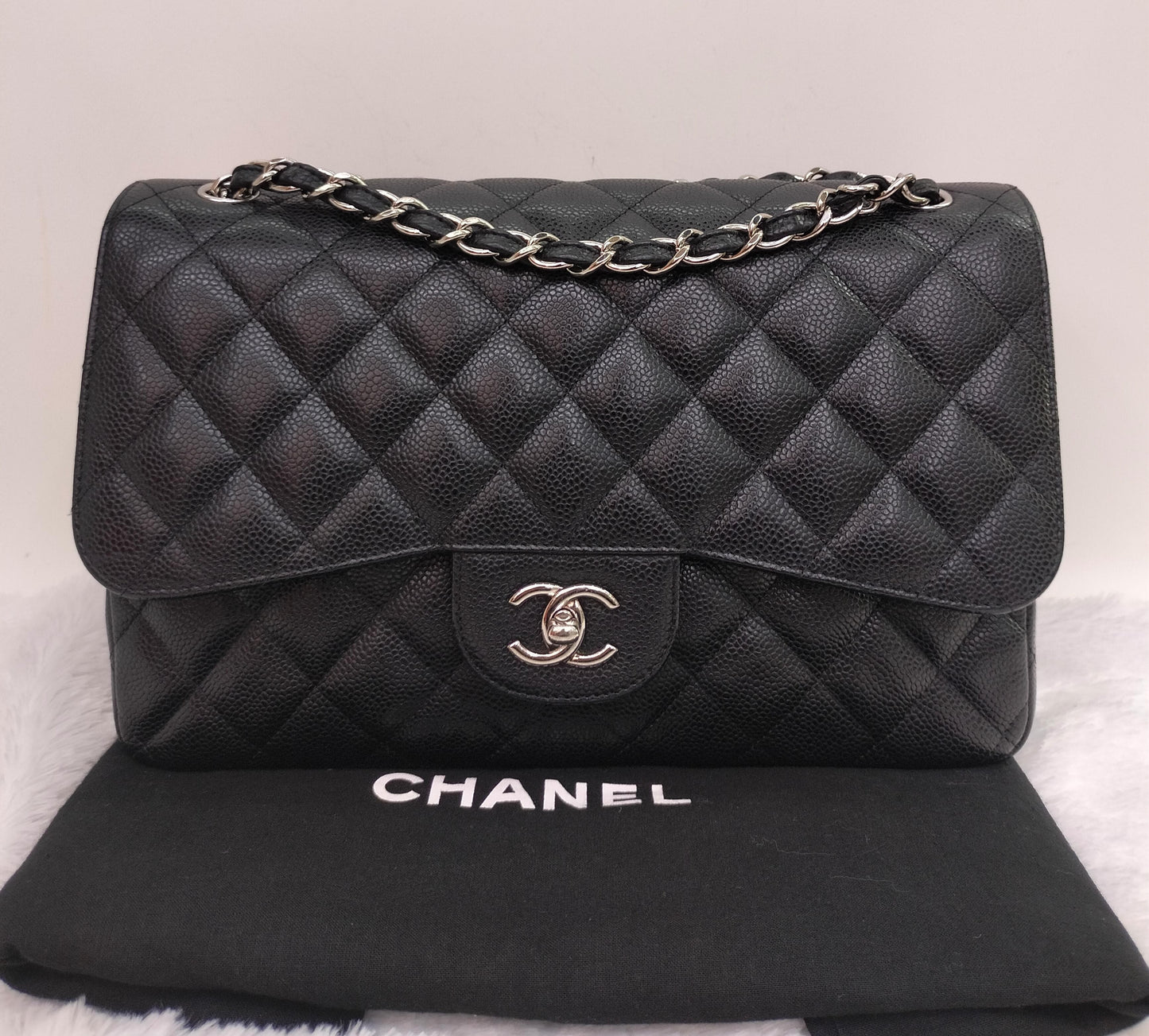 Chanel Jumbo Caviar Black SHW DF #18