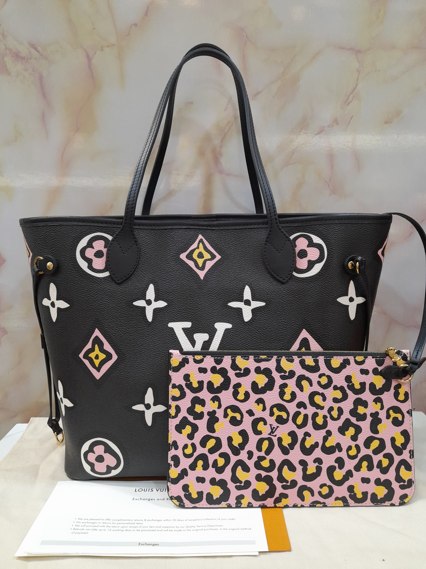 Lv Neverfull MM Wild Noir 2022 chip. Size 31x28x14cm