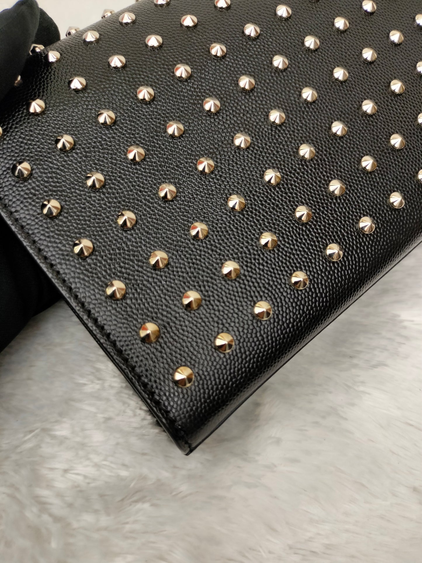YsL Kate Cassandre Clutch Studded Grained Black SHW 2014