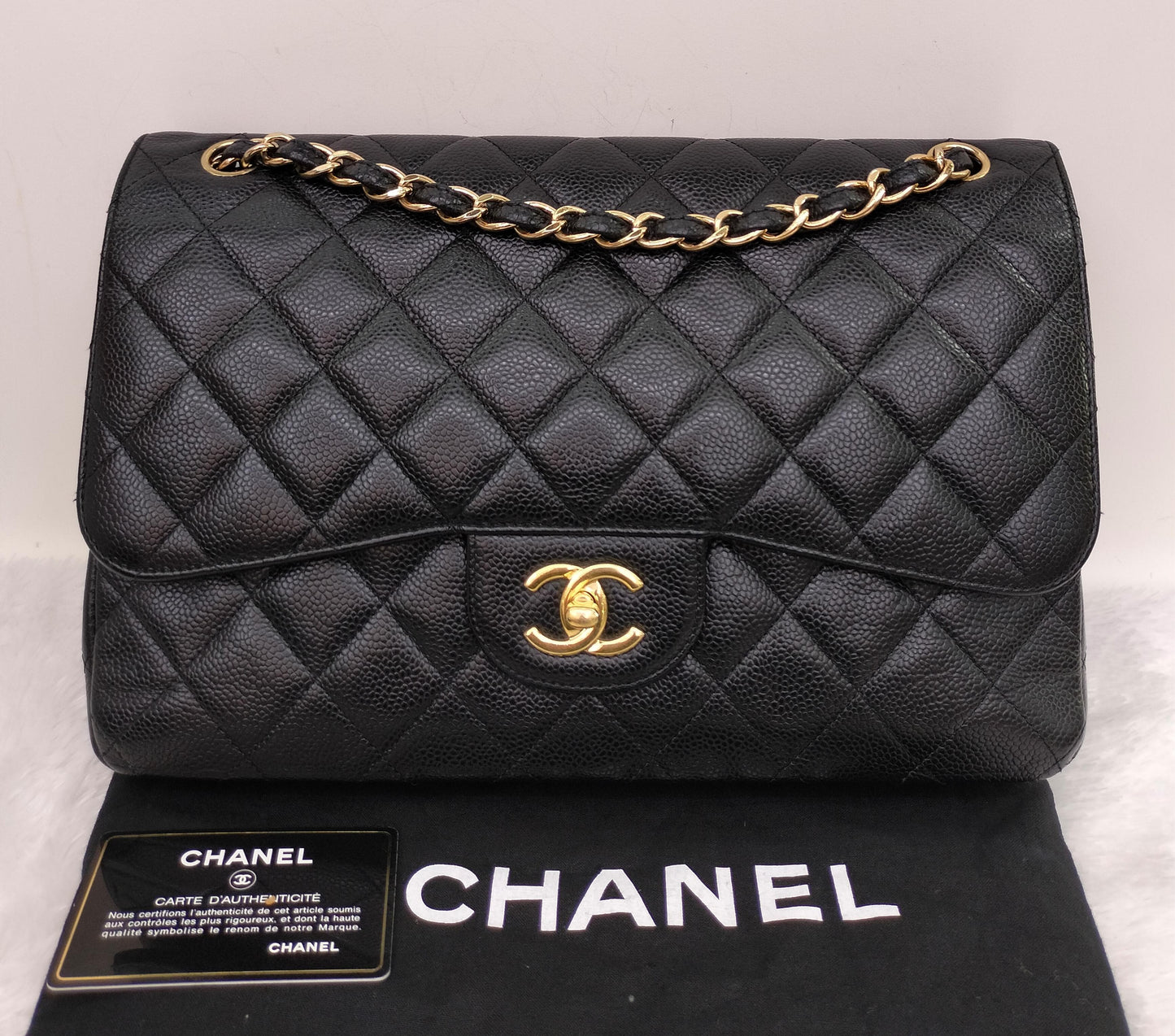 Chanel Jumbo Caviar Black GHW DF #18