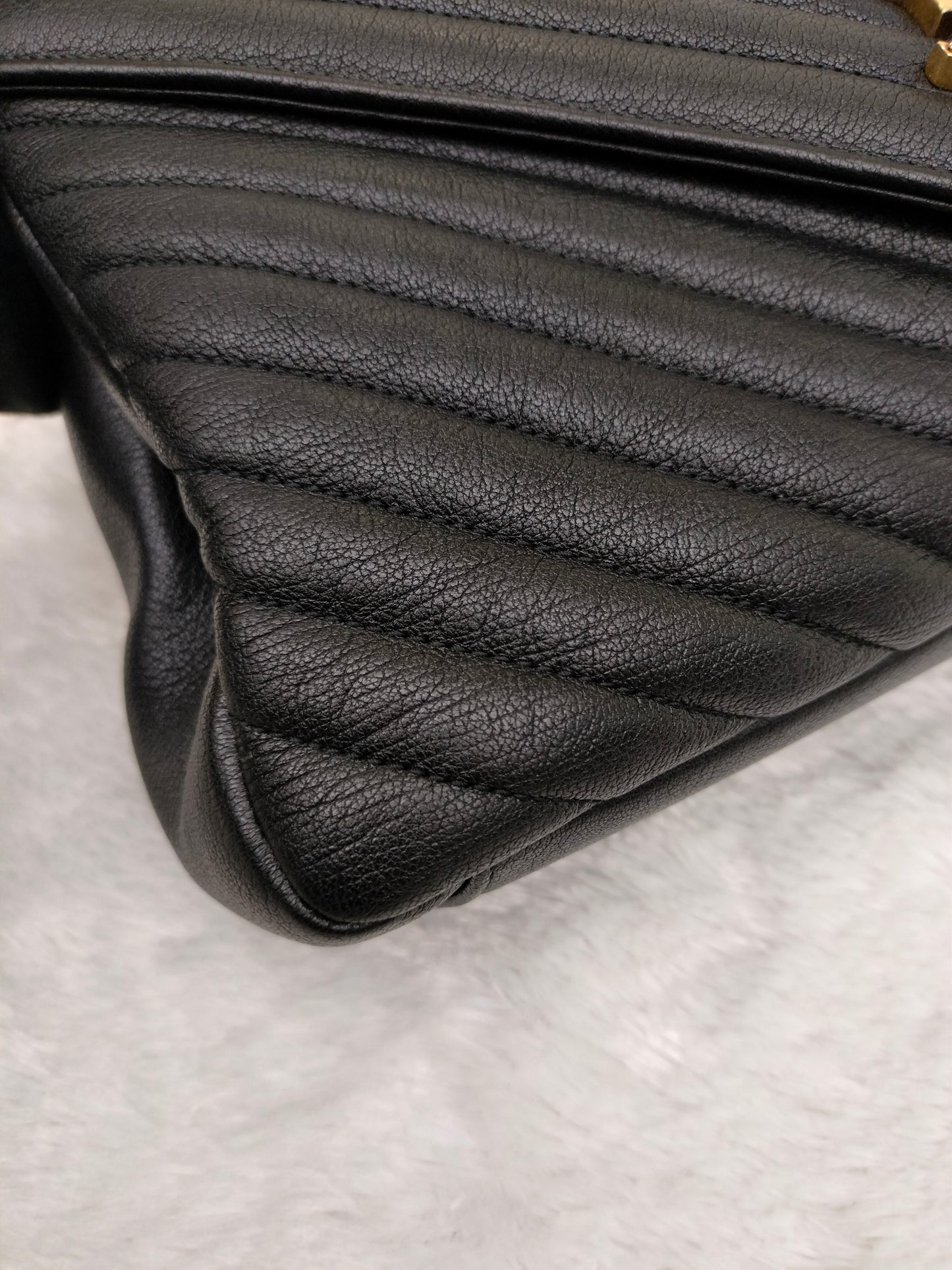 YsL College Large Chevron Black GHW 2020