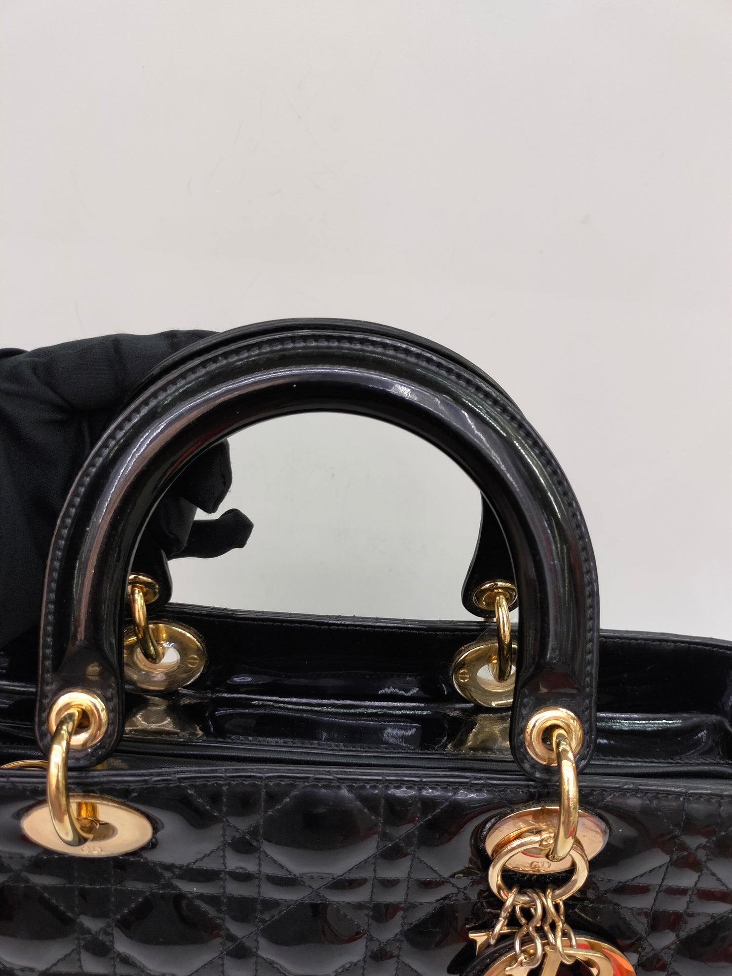 Lady Dior Large Patent Black GHW 2015