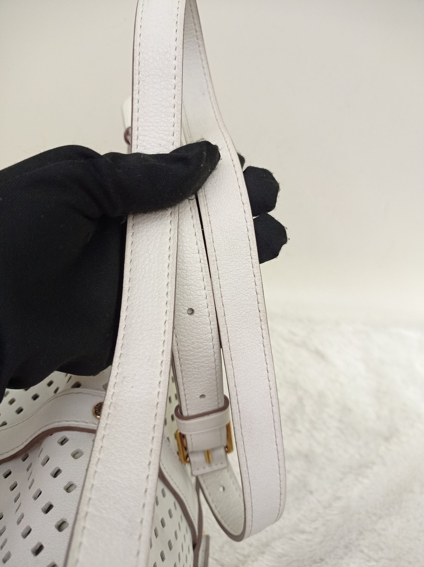 LV Saumur Perforated Limited Edition White Flore