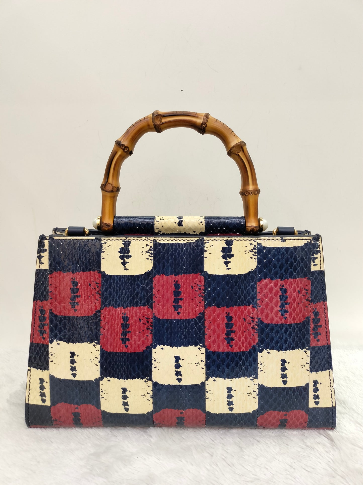 Gucci Nymphaea Top Handle Multicolour Snake Skin Handle Bamboo GHW