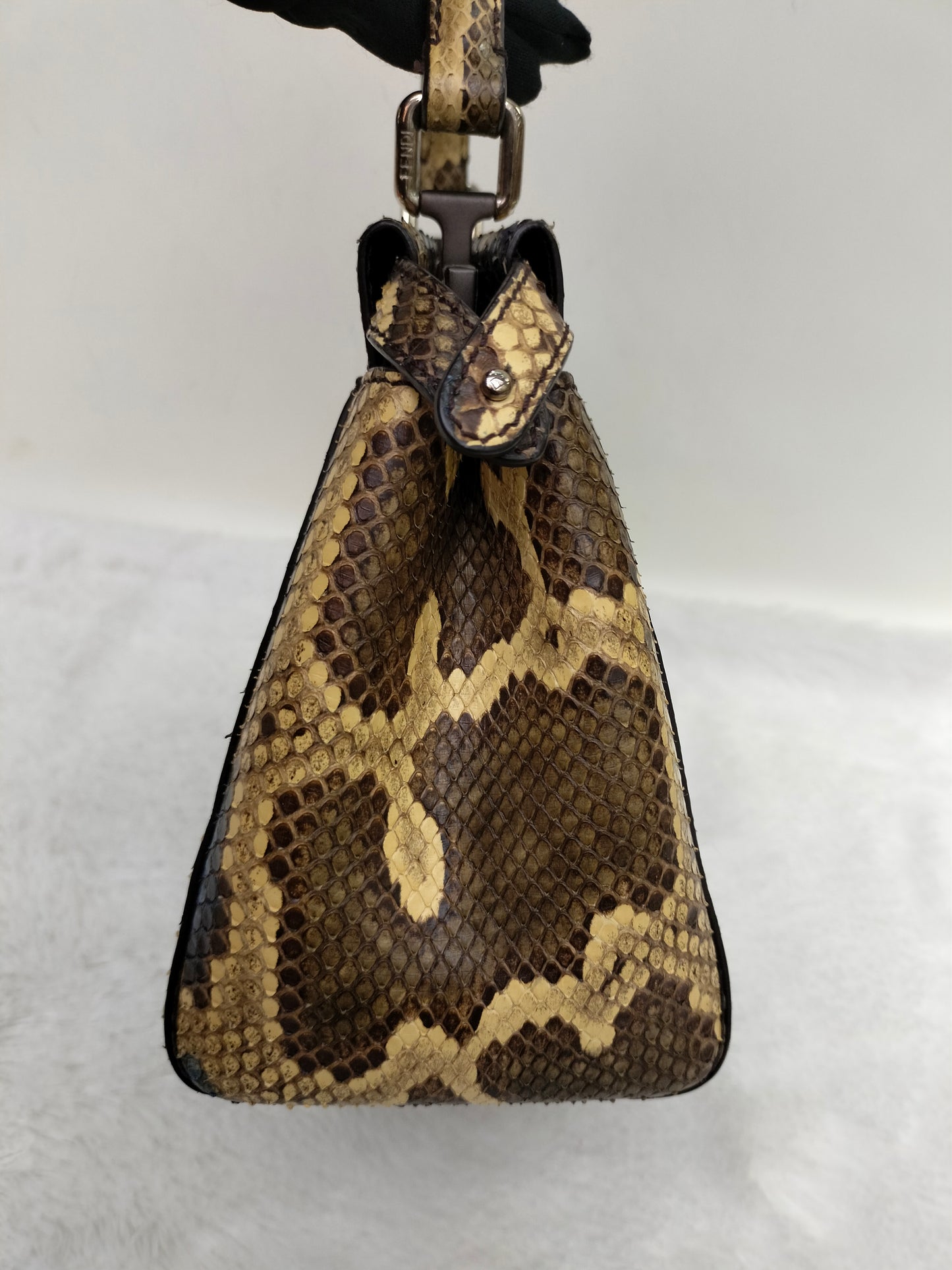 Fendi Peekaboo Mini Python Blue Beige SHW