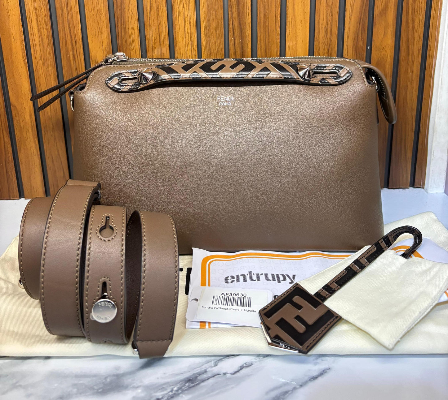 Fendi BTW Medium FF Handle Maya Brown SHW