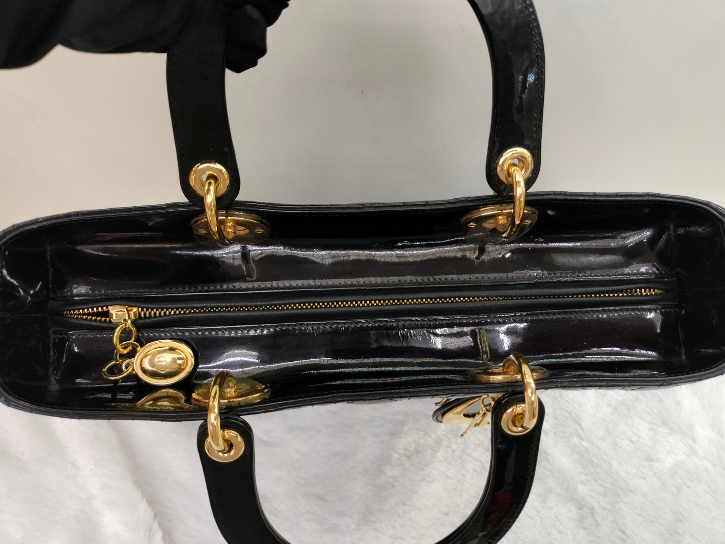 Lady Dior Large Patent Black GHW 2015