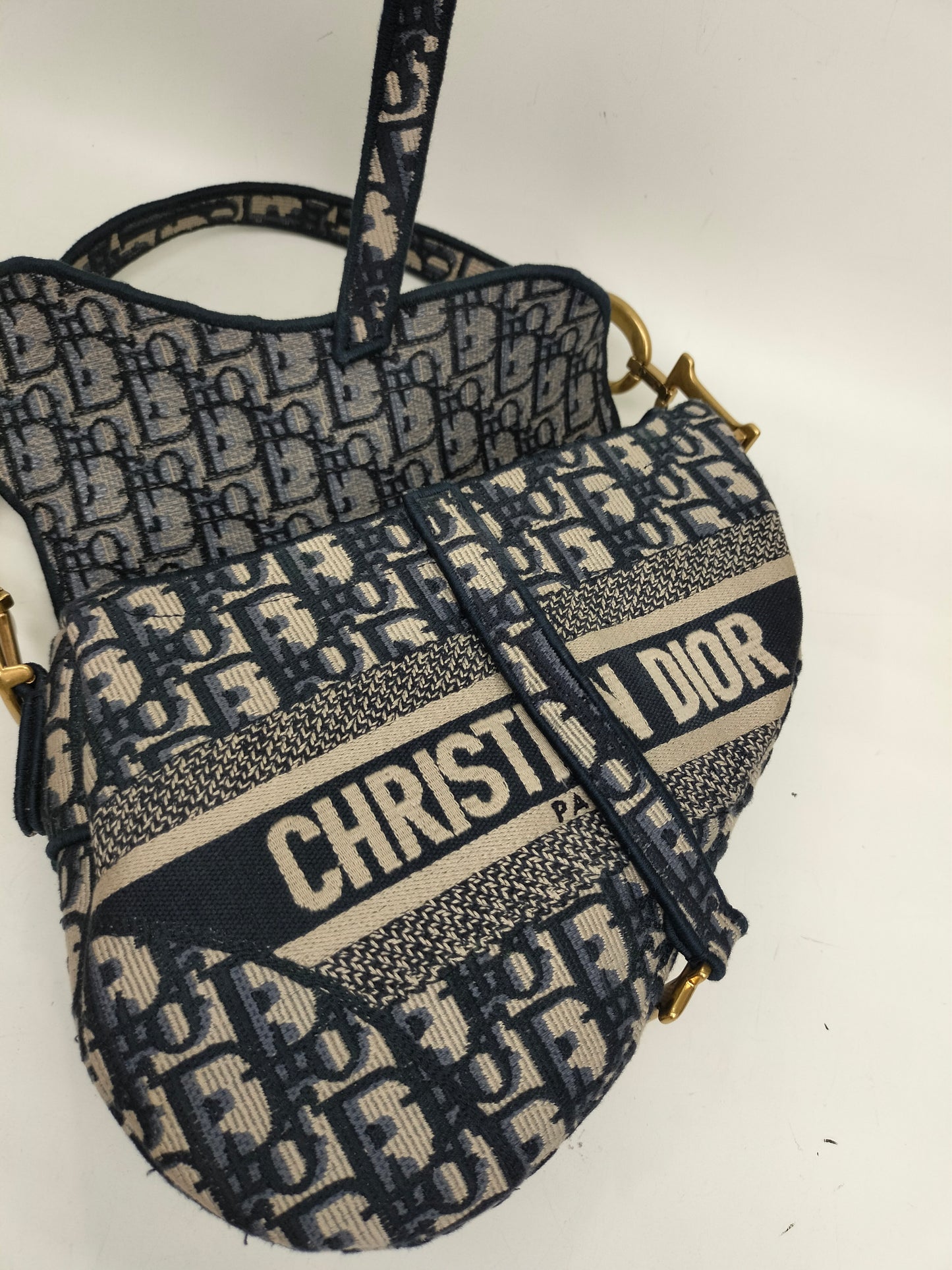 Dior Saddle Medium Oblique Navy GHW 2022