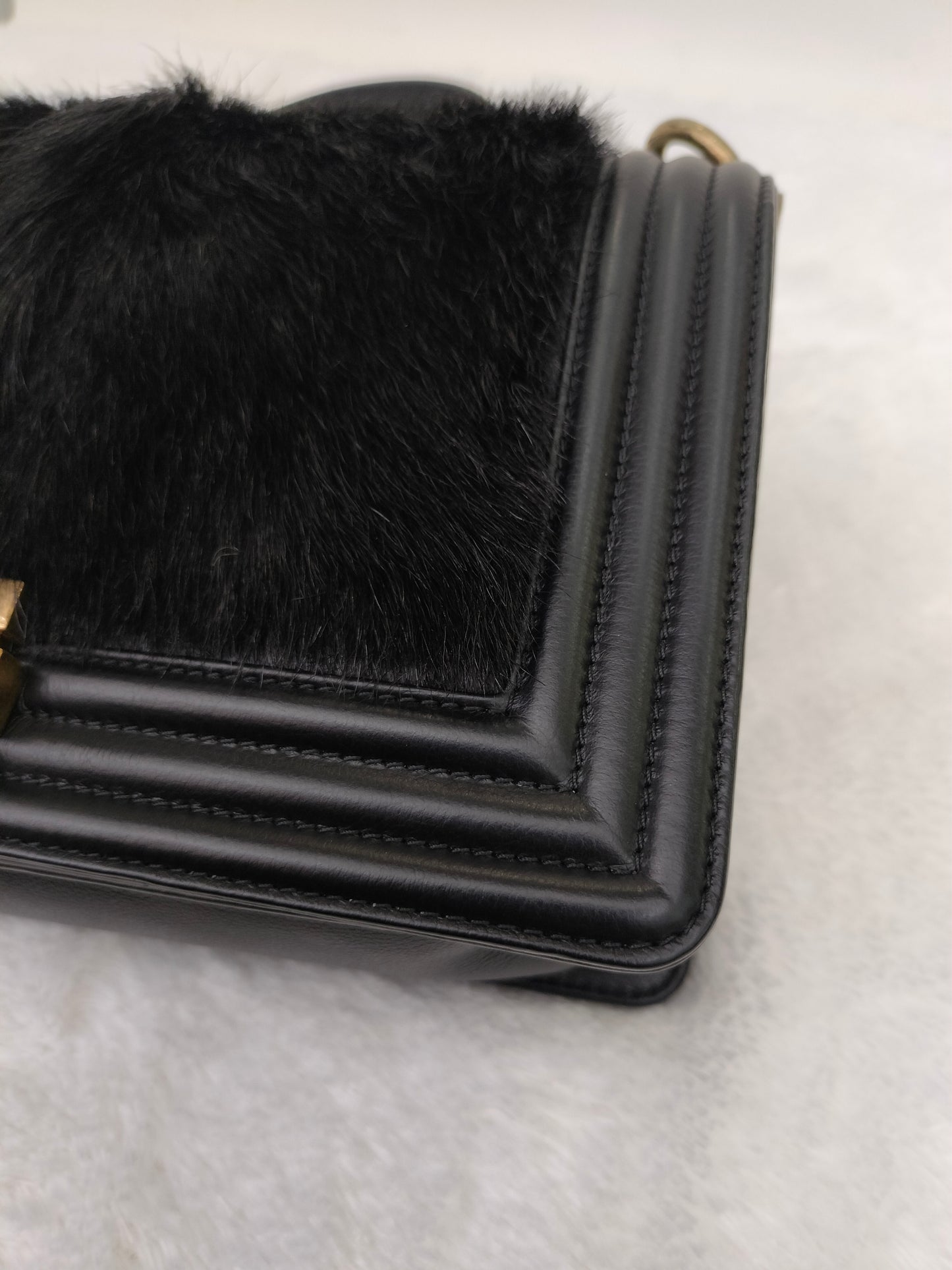 Chanel Boy 25 Fur Black RGHW #21