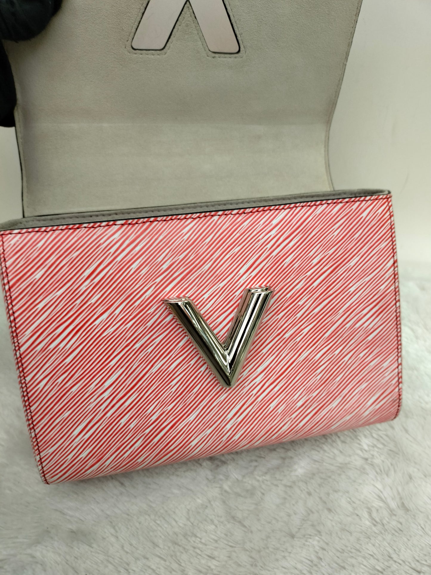 LV Twist MM Epi Studded Denim Red 2017