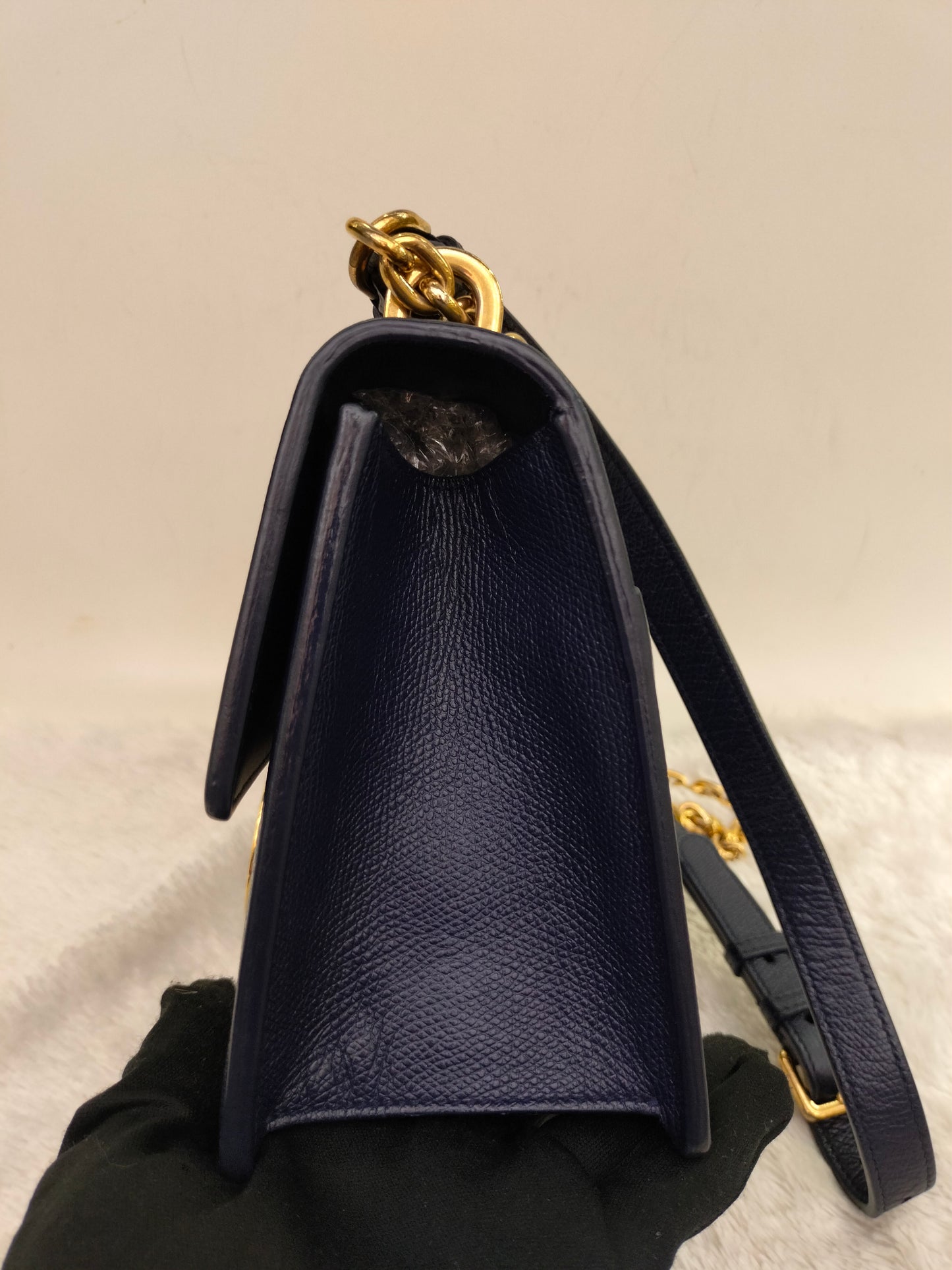Dior Montaigne East West Grained Navy Blue GHW 2019