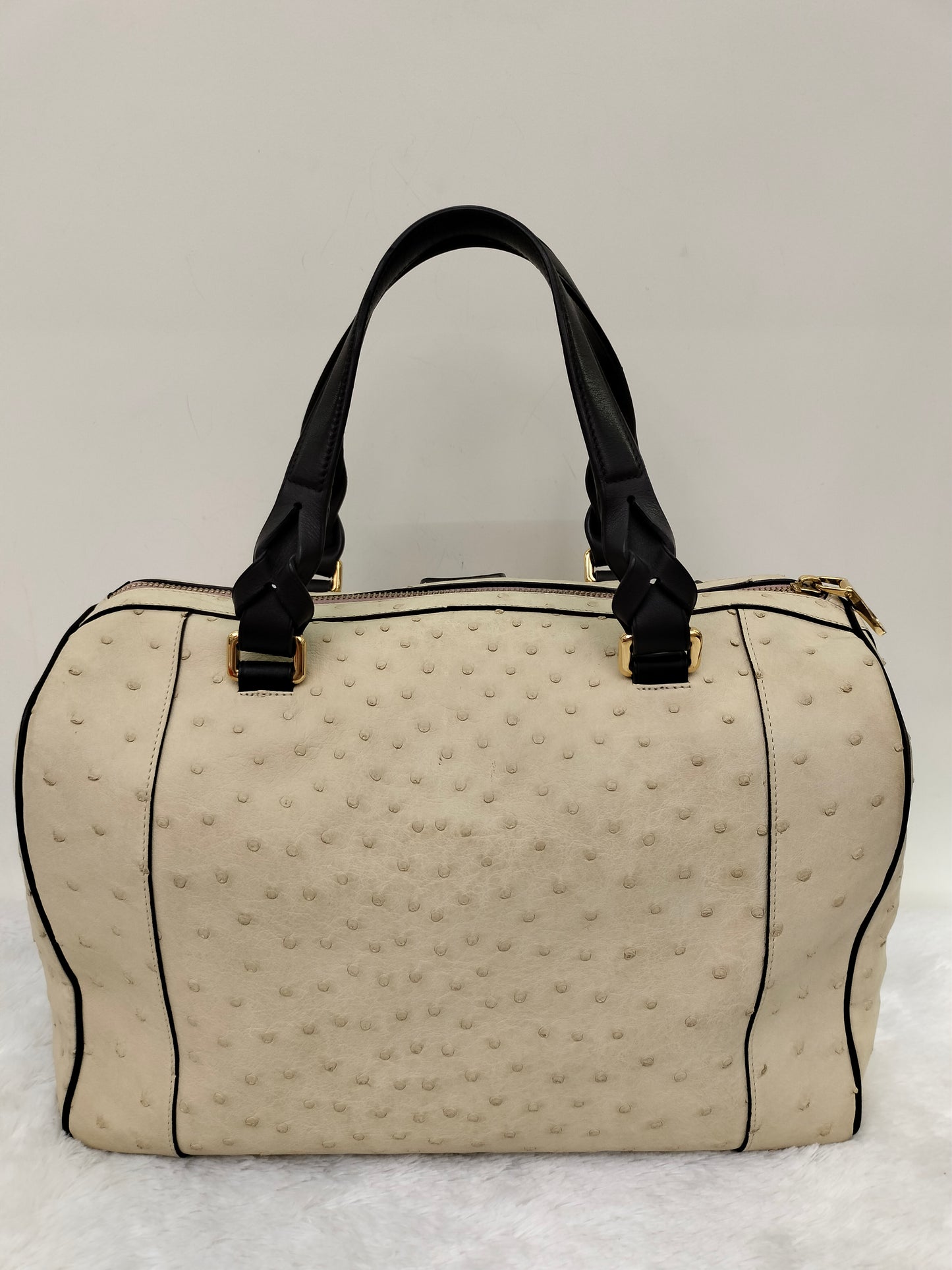 Loewe Fusta Ostrich Anagram Beige Brown GHW 2011