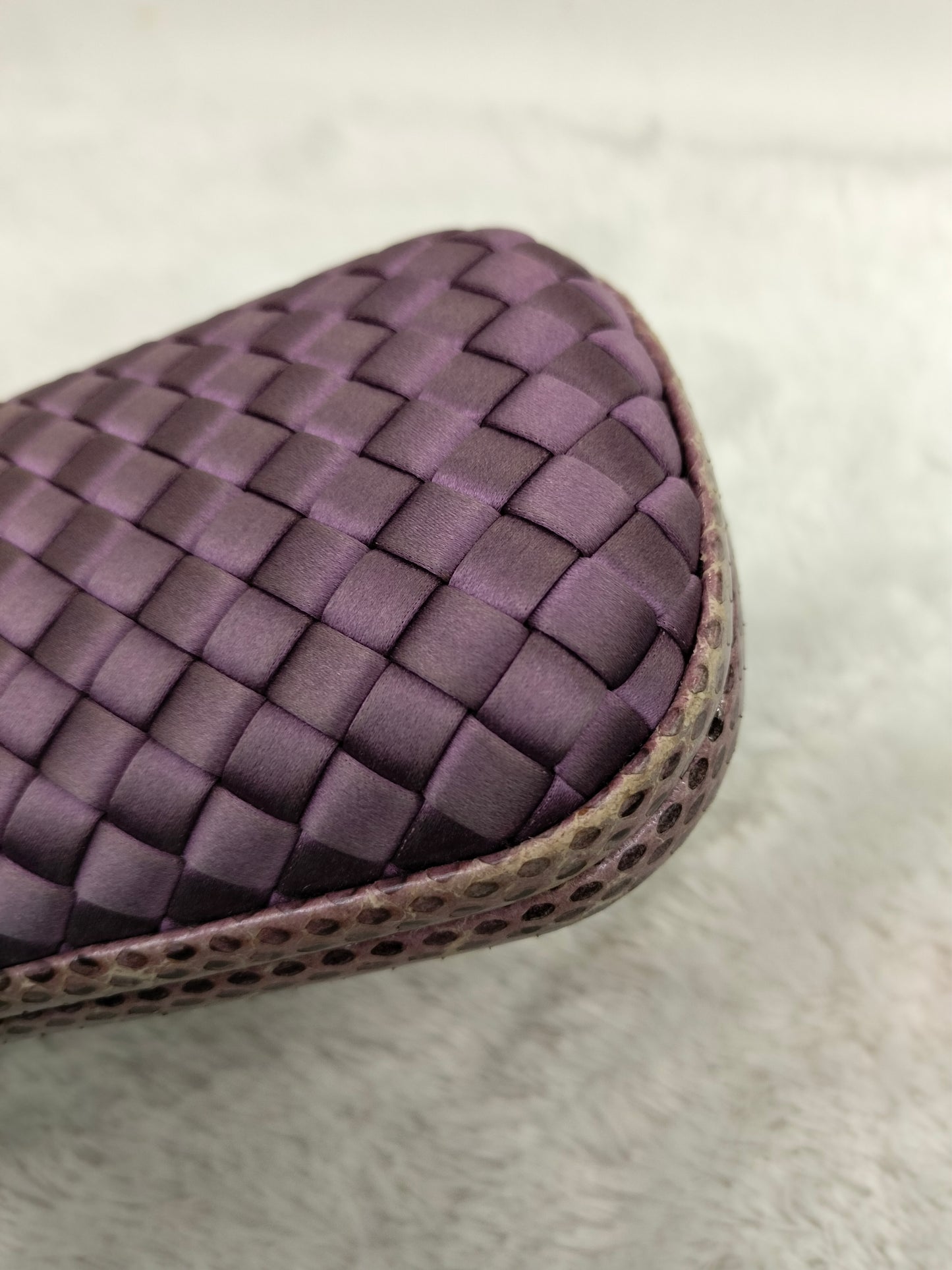 Bottega Veneta Knot Long Clutch Snakeskin Satin Purple
