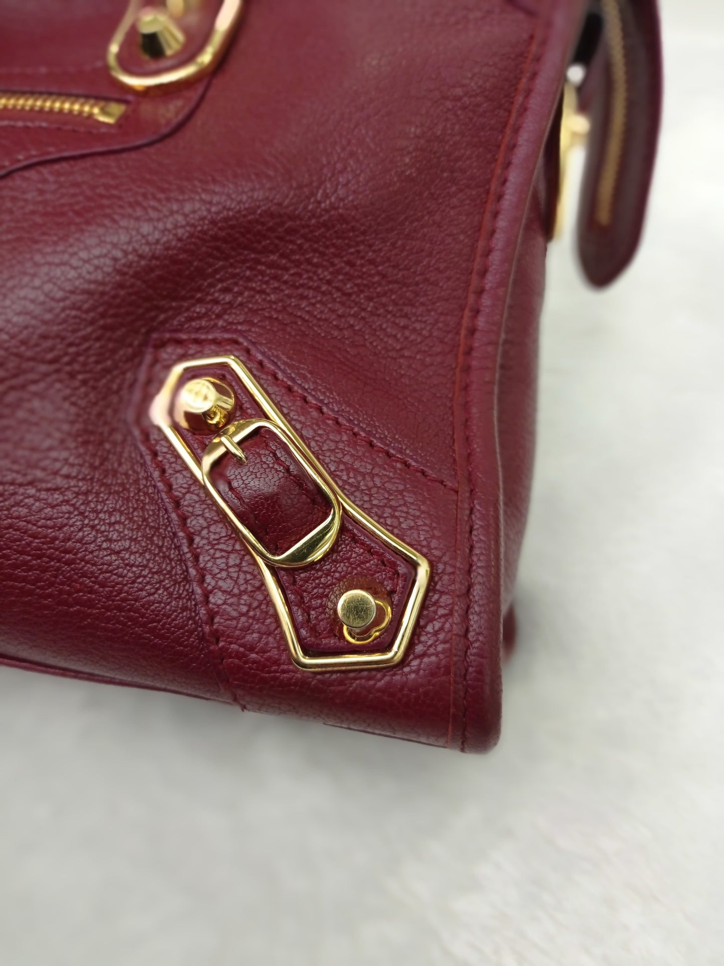 Balenciaga Small City Edge Burgundy GHW 2017