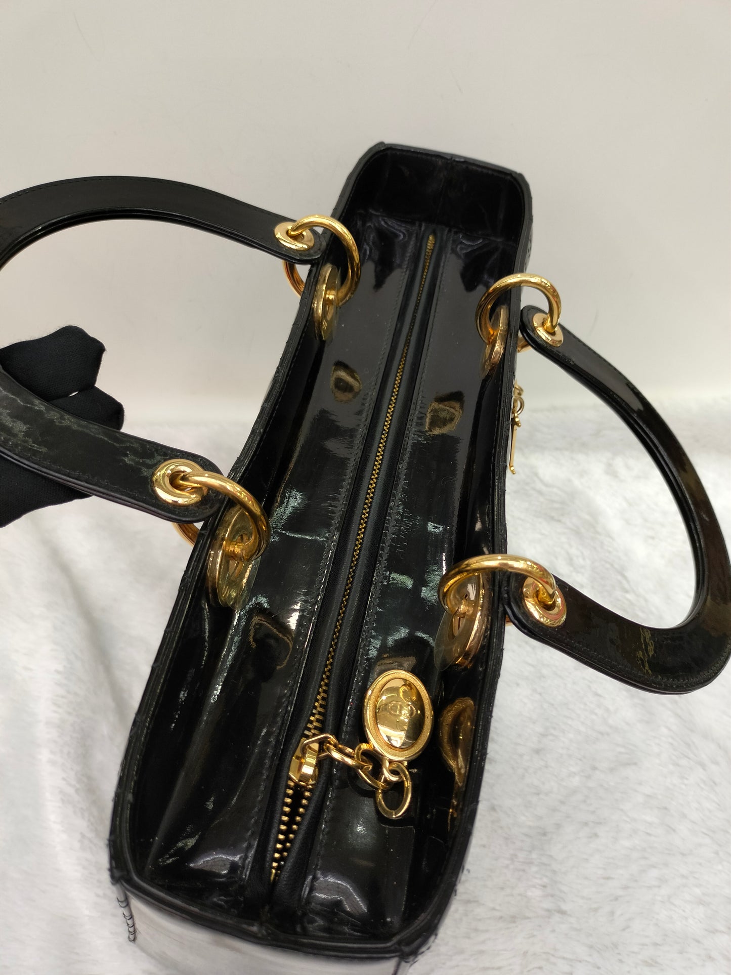 Lady Dior Large Patent Black GHW 2015