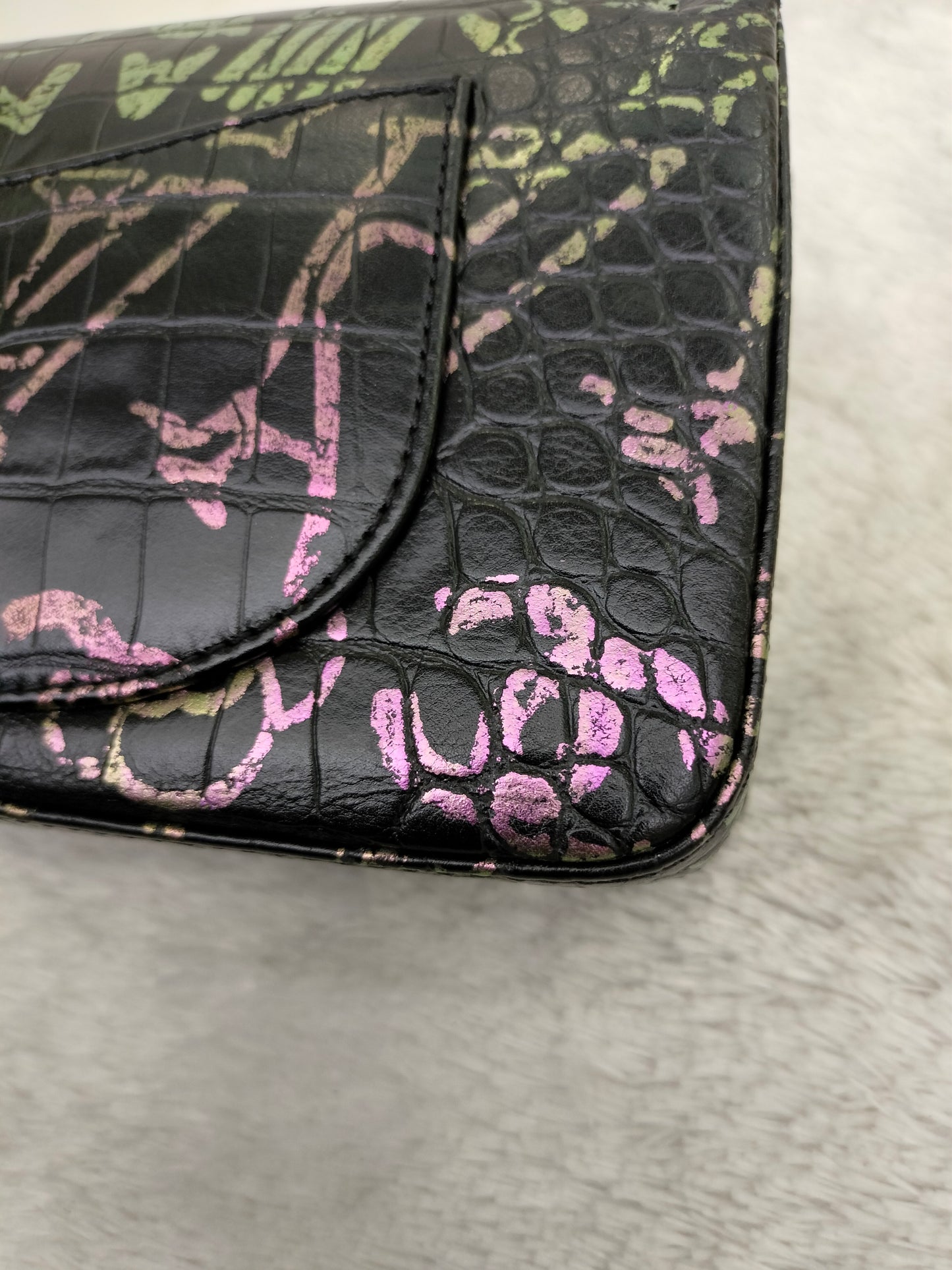 Chanel Reissue Medium Croco Graffity Black GHW DF #28