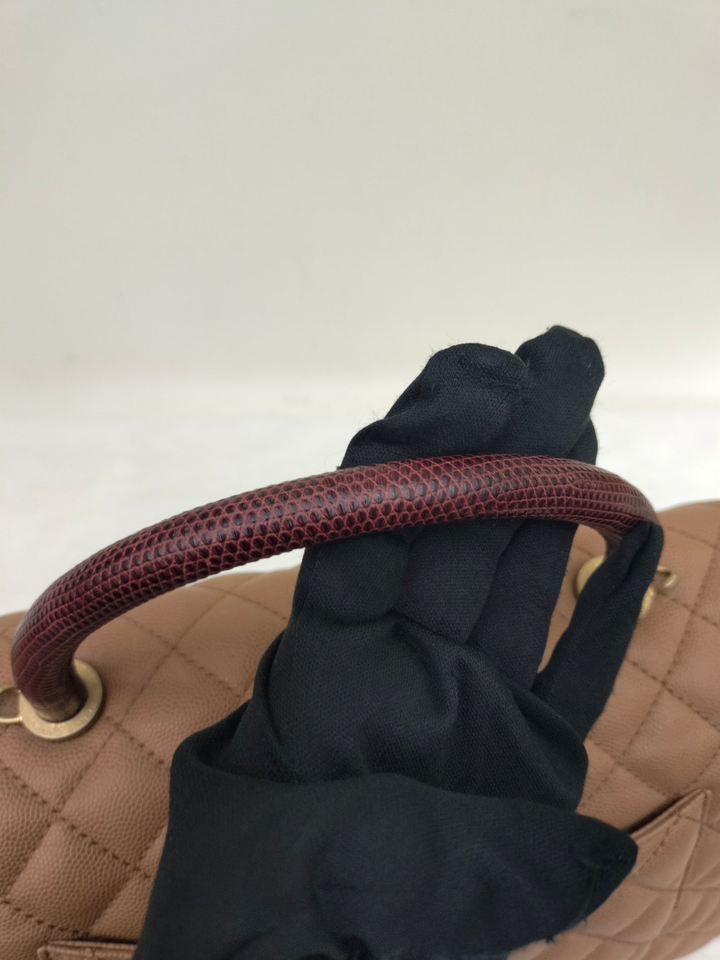Chanel Coco Handle Large Caramel Handle Lizard GHW #24